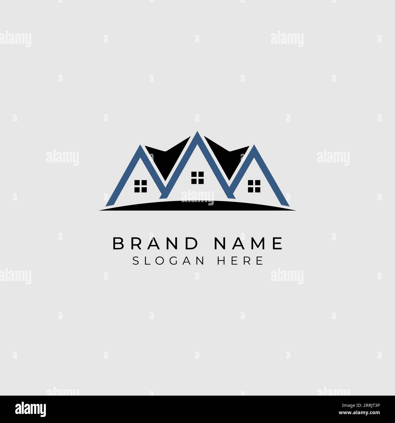 Icona Real Estate Simple Logo disegno illustrativo vettoriale con casa e finestre Illustrazione Vettoriale