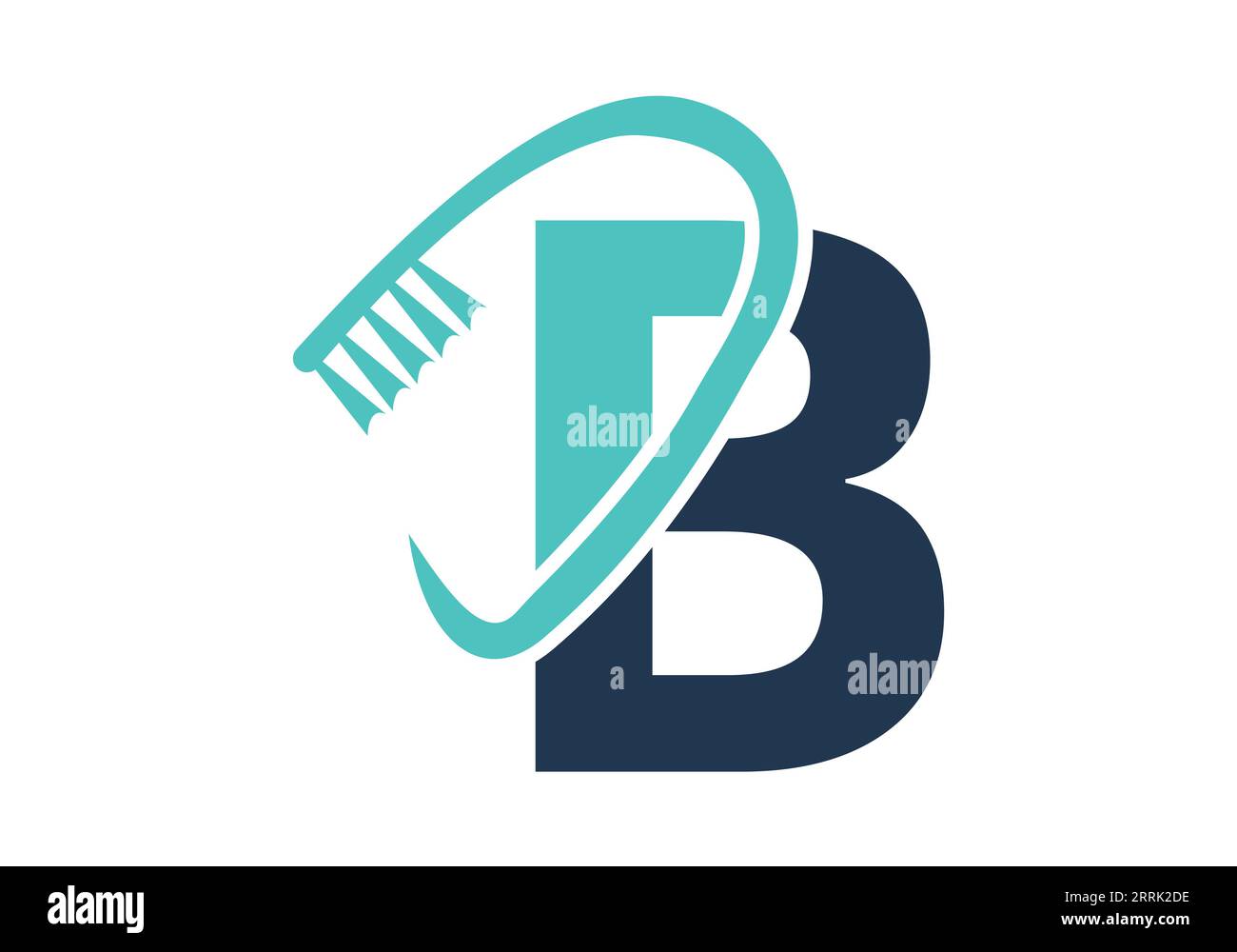 Lettera iniziale D Logo dentale abbinato al simbolo della spazzola dentata. Il logo Dental Care disegna il modello vettoriale Illustrazione Vettoriale