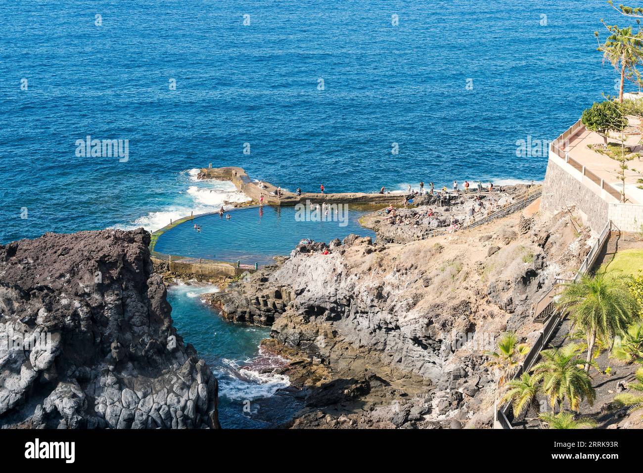 Tenerife, Isole Canarie, Acantilados de los Gigantes, piscina naturale, costa rocciosa Foto Stock