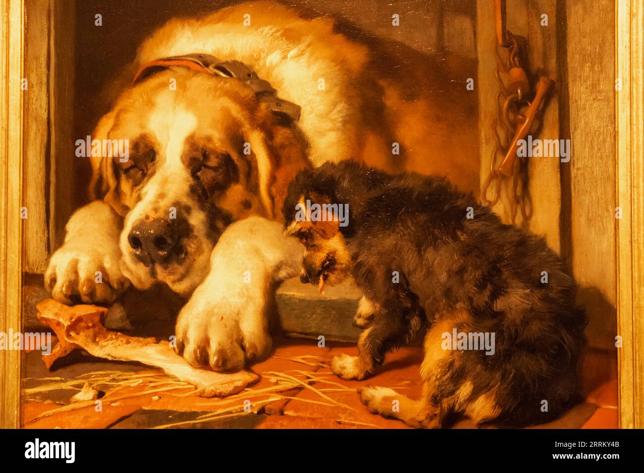 Dipinto di due cani intitolato 'briciole dubbie' di Edwin Landseer datato 1858 Foto Stock