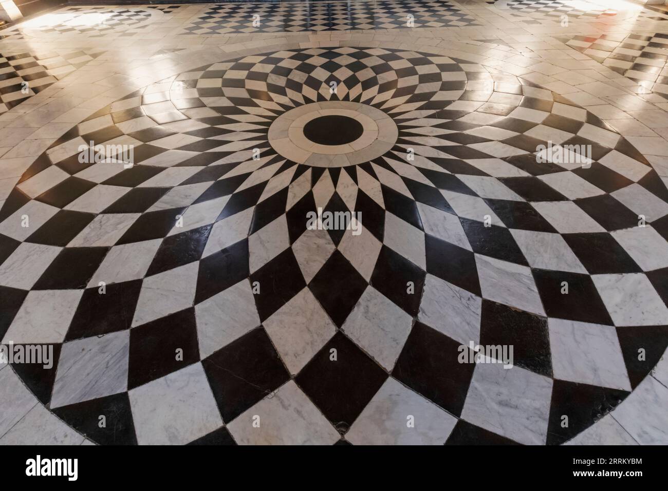 Inghilterra, Londra, Greenwich, la Casa della Regina, la Grande Sala, Pavimento in marmo Foto Stock