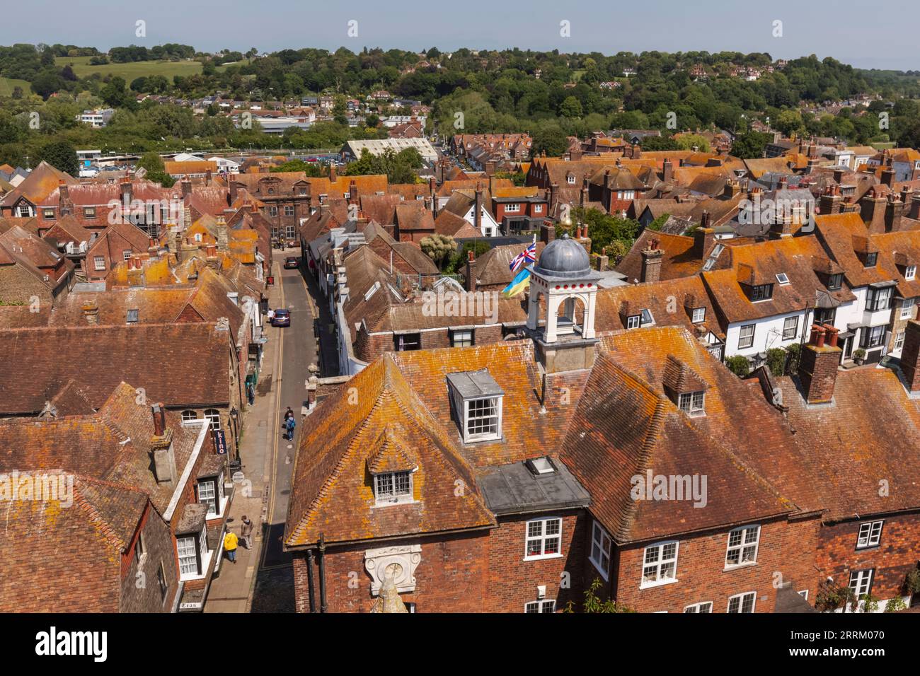 Inghilterra, Sussex, East Sussex, Rye, Town View da St Mary's Church Tower Foto Stock