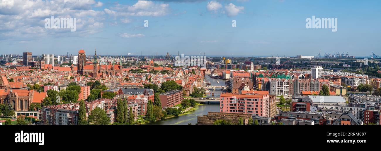Destinazione turistica di Danzica, paesaggio aereo della città vecchia Foto Stock