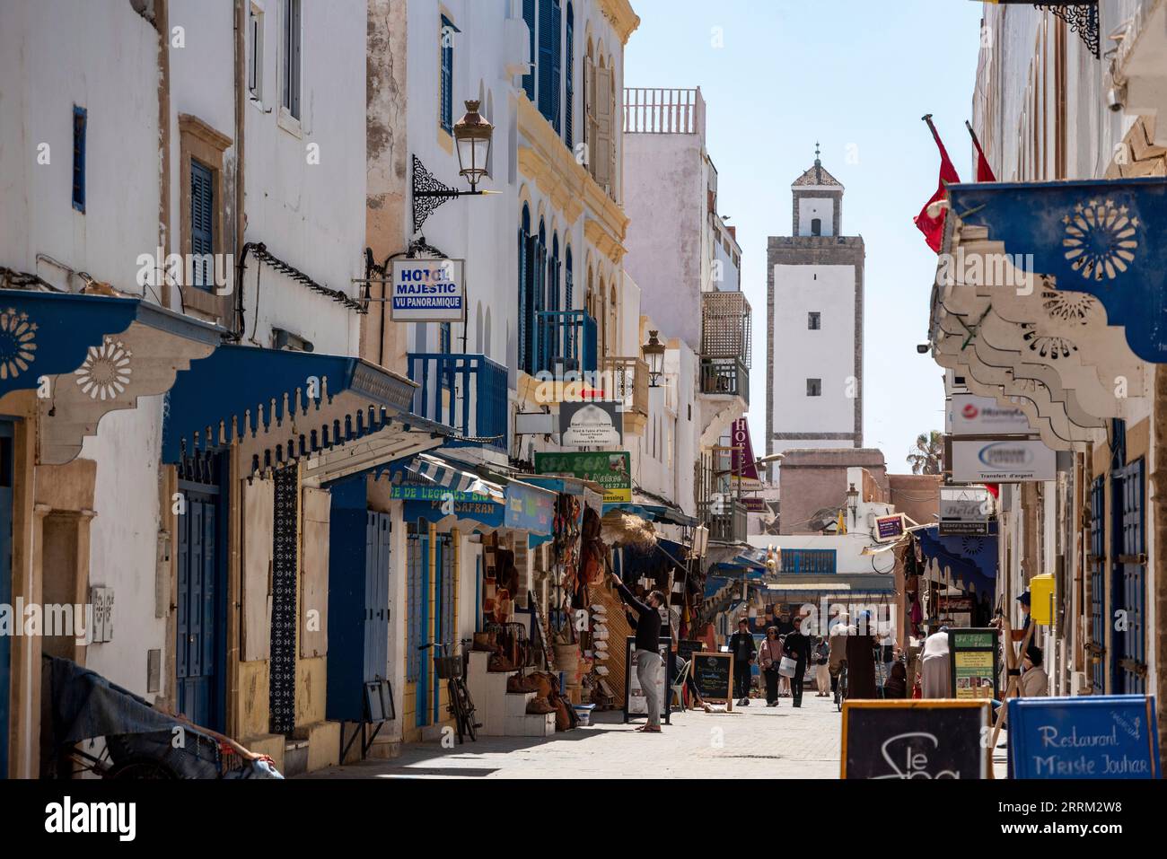 Vicolo idilliaco nella medina di Essaouira, Marocco Foto Stock