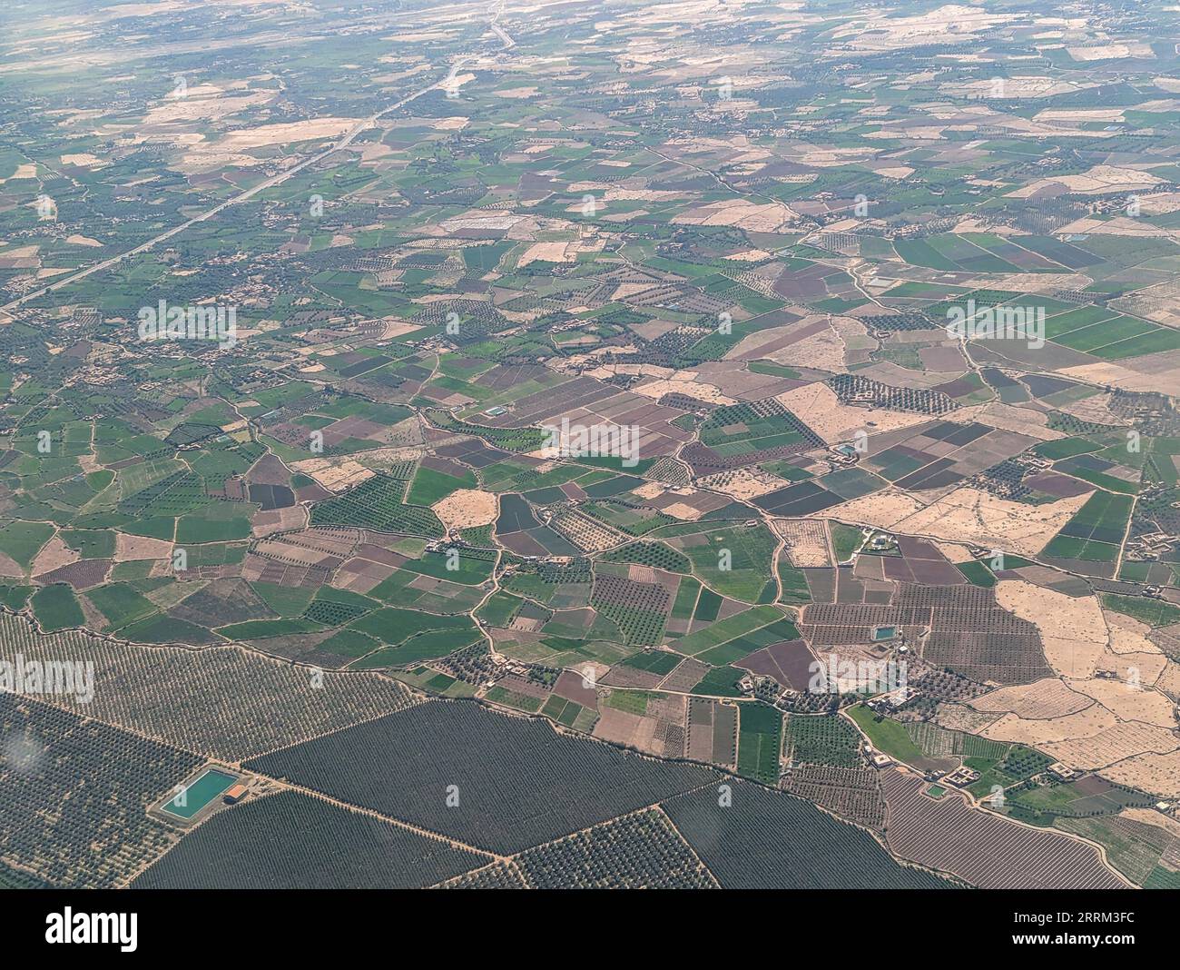 Vista aerea della campagna marocchina vista da un aereo Foto Stock