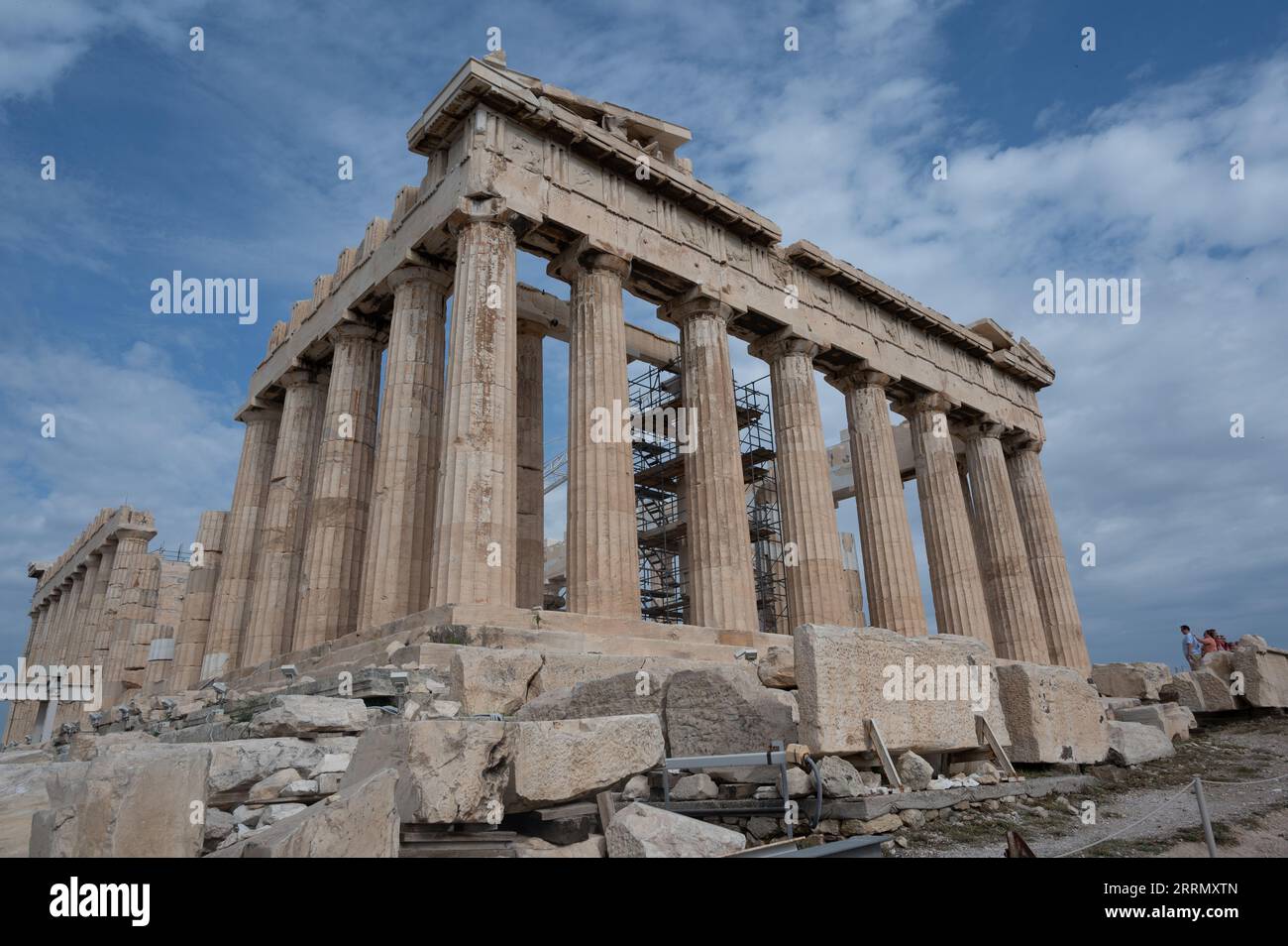 Vista del Partenone presso l'Acropoli di Atene, Grecia Foto Stock