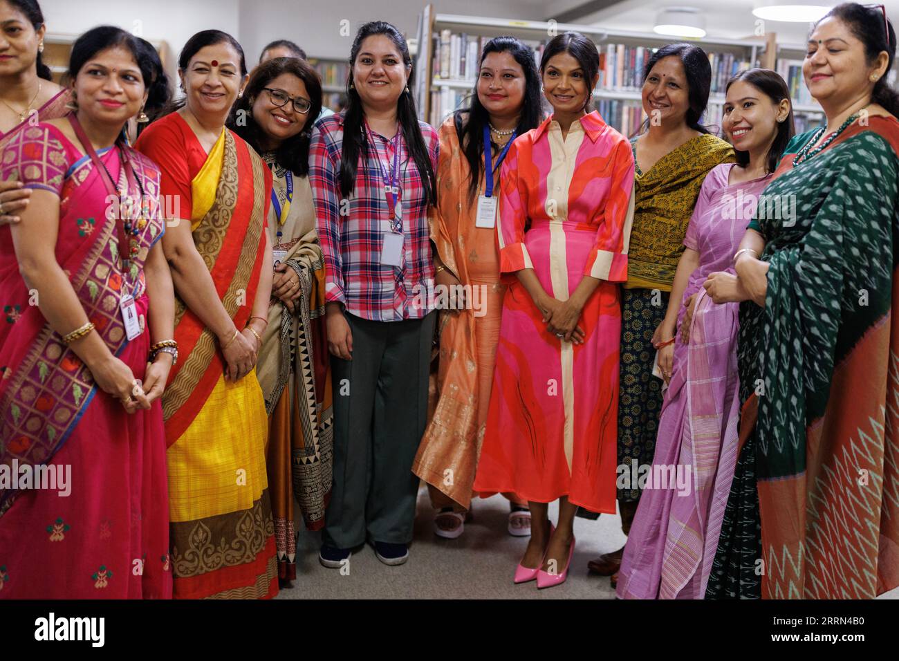 La moglie del primo ministro Rishi Sunak, Akshata Murty, incontra le donne locali al British Council durante una visita ufficiale in vista del vertice del G20 a nuova Delhi, in India. Data immagine: Venerdì 8 settembre 2023. Foto Stock