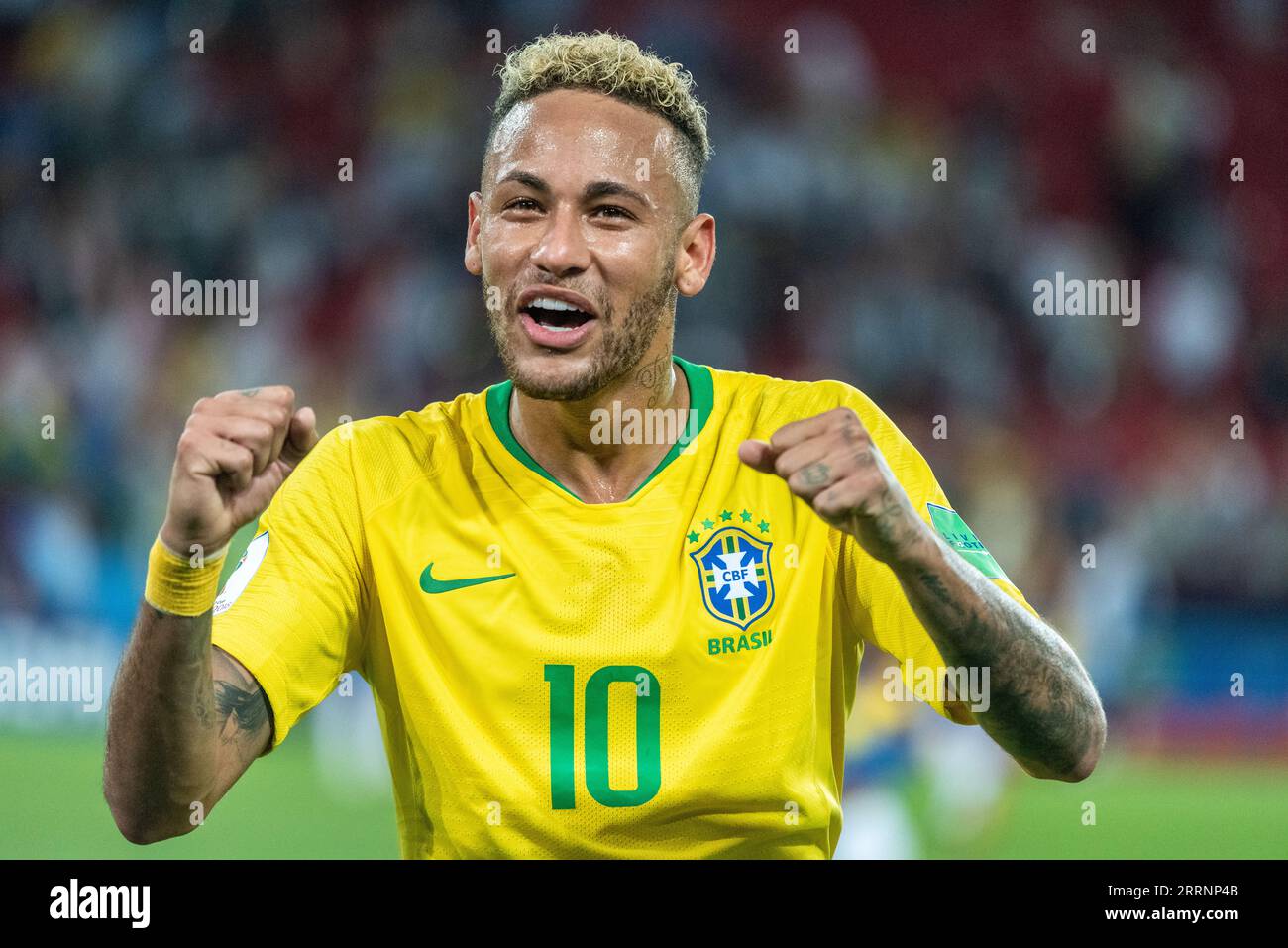 Mosca, Russia - 27 giugno 2018. L'attaccante della nazionale brasiliana Neymar durante la partita della Coppa del mondo FIFA 2018 Serbia vs Brasile (0-2). Foto Stock