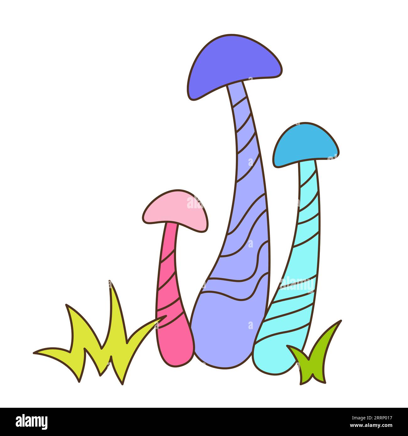 Poster d'arte retrò con funghi hippie. Illustrazione di funghi astratti psichedelici velenosi per striscioni, volantini o poster, cartoline, pubblicità, invito. Magia stregoneria boho fantastico vettore di funghi Illustrazione Vettoriale