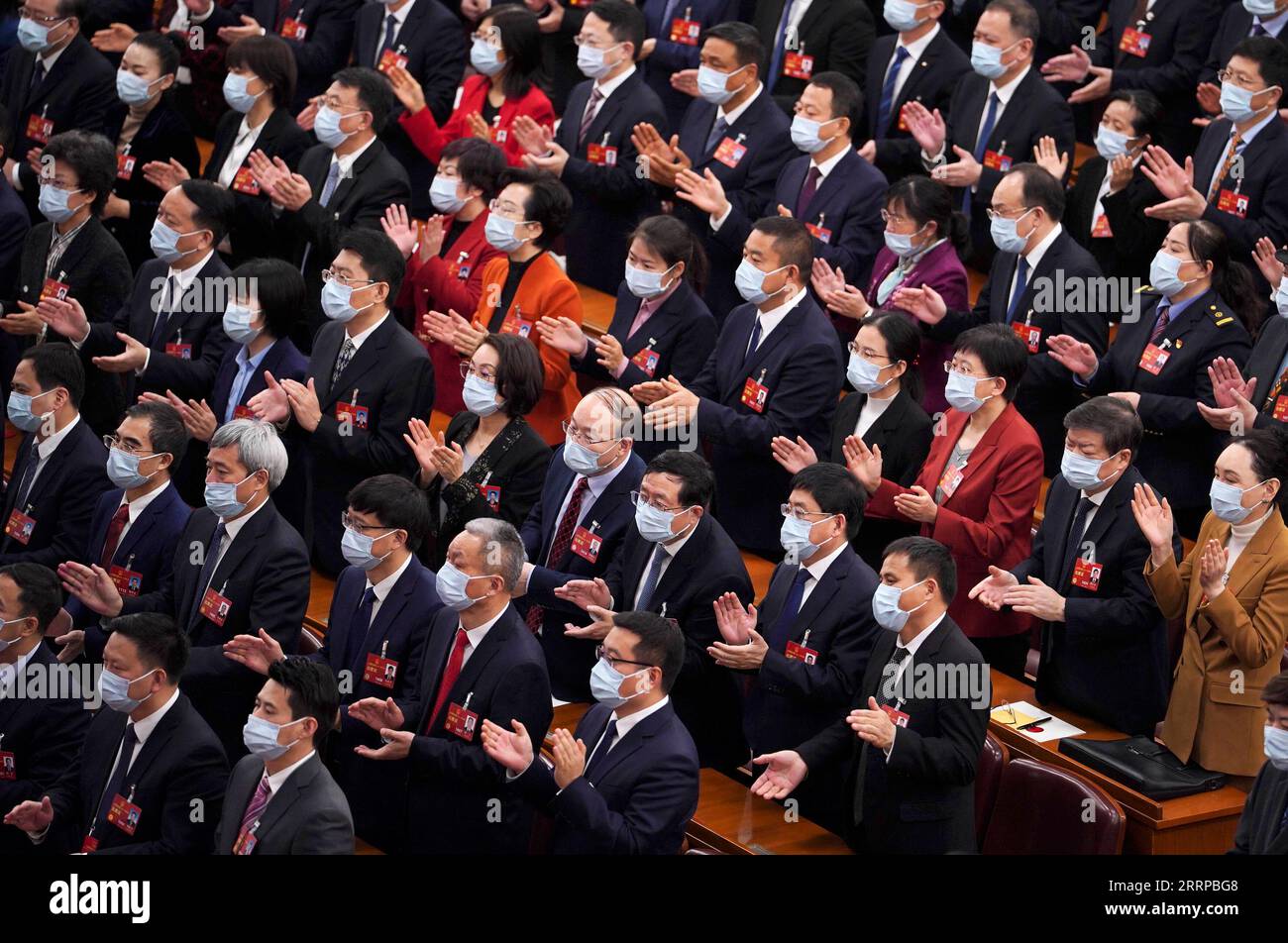 230311 -- PECHINO, 11 marzo 2023 -- la quarta riunione plenaria della prima sessione del XIV Congresso Nazionale del popolo NPC si tiene presso la sala grande del popolo a Pechino, capitale della Cina, 11 marzo 2023. DUE SESSIONSCHINA-PECHINO-NPC-SESSIONE ANNUALE-QUARTA RIUNIONE PLENARIA CN CAIXYANG PUBLICATIONXNOTXINXCHN Foto Stock