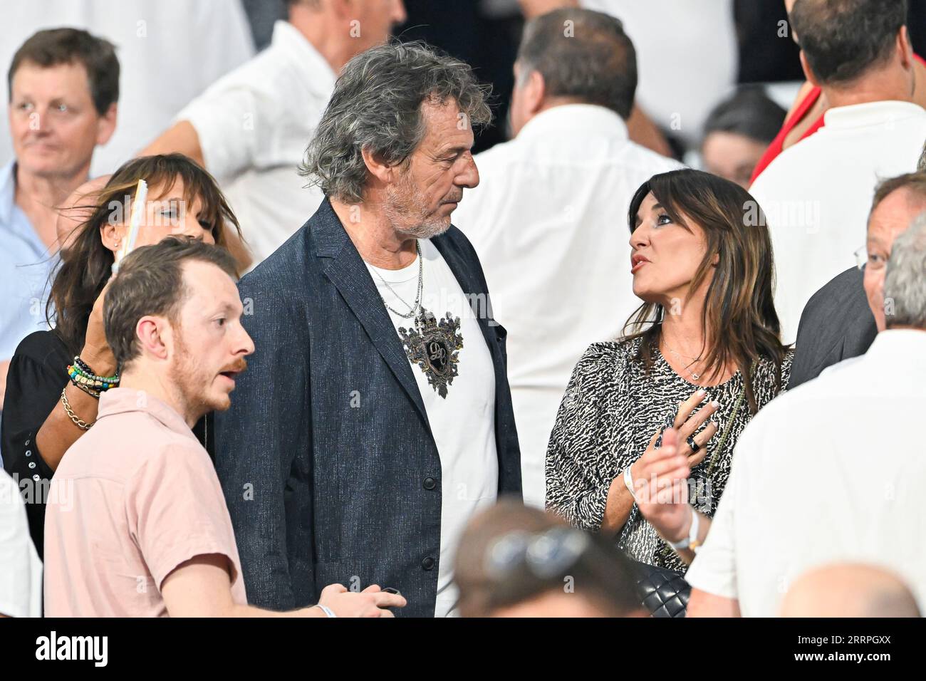 Parigi, Francia. 8 settembre 2023. Jean-Luc Reichmann durante la Coppa del mondo di rugby RWC 2023, Pool A match tra Francia e nuova Zelanda l'8 settembre 2023 allo Stade de France di Saint-Denis vicino Parigi. Crediti: Victor Joly/Alamy Live News Foto Stock