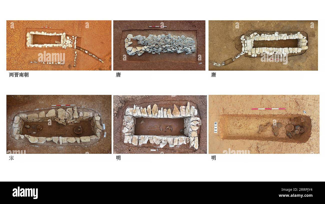 230329 -- PECHINO, 29 marzo 2023 -- questa foto combinata non datata mostra tombe di vari periodi rinvenute nel sito della tomba di Dasongshan nella provincia di Guizhou nella Cina sud-occidentale. La Cina ha pubblicato un elenco dei primi dieci reperti archeologici del 2022 martedì. PER ANDARE CON la Cina svela le 10 migliori scoperte archeologiche del 2022 National Cultural Heritage Administration/Handout via CHINA-TOP TEN SCOPERTE ARCHEOLOGICHE DEL 2022-SVELANDO CN Xinhua PUBLICATIONxNOTxINxCHN Foto Stock
