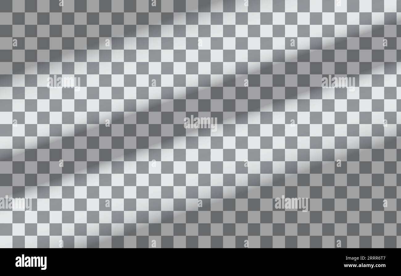 Ombra di luce emessa sulla parete. Le tende parasole fanno ombra su sfondo trasparente Illustrazione Vettoriale