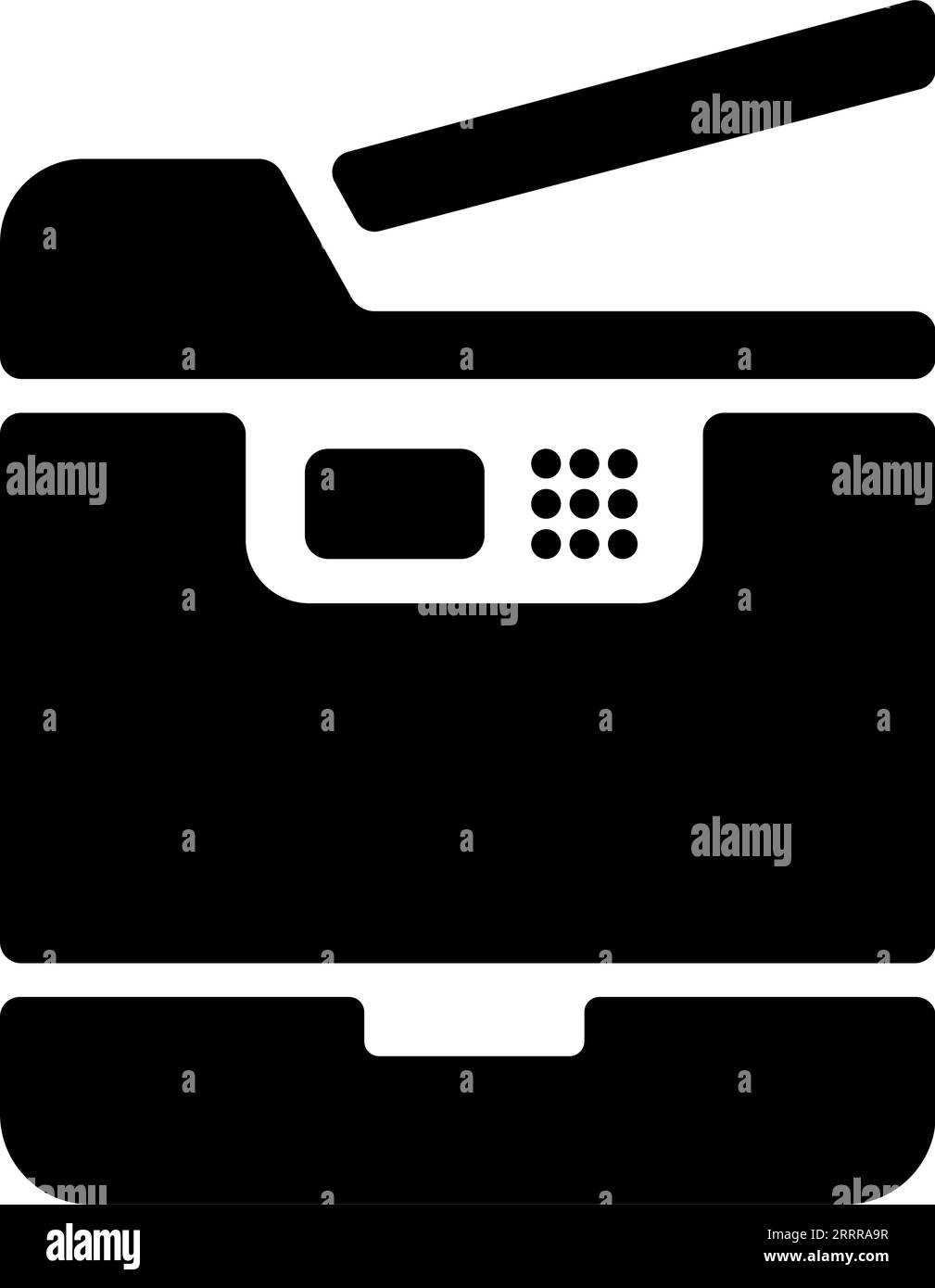 Illustrazione dell'icona vettoriale della stampante multifunzione , della copiatrice multifunzione Illustrazione Vettoriale