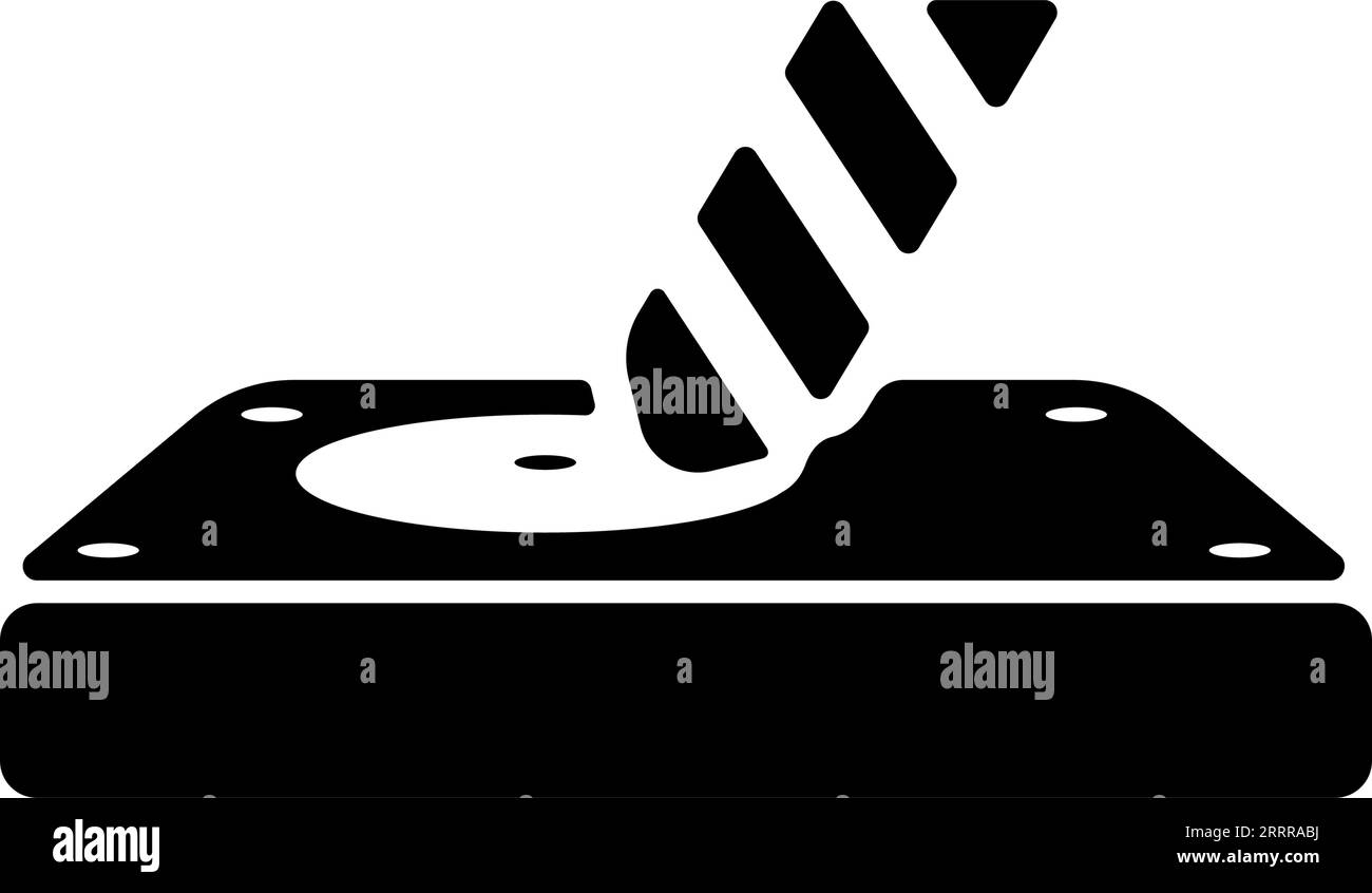 Illustrazione dell'icona vettoriale di distruzione del disco rigido (cancellazione dei dati) Illustrazione Vettoriale