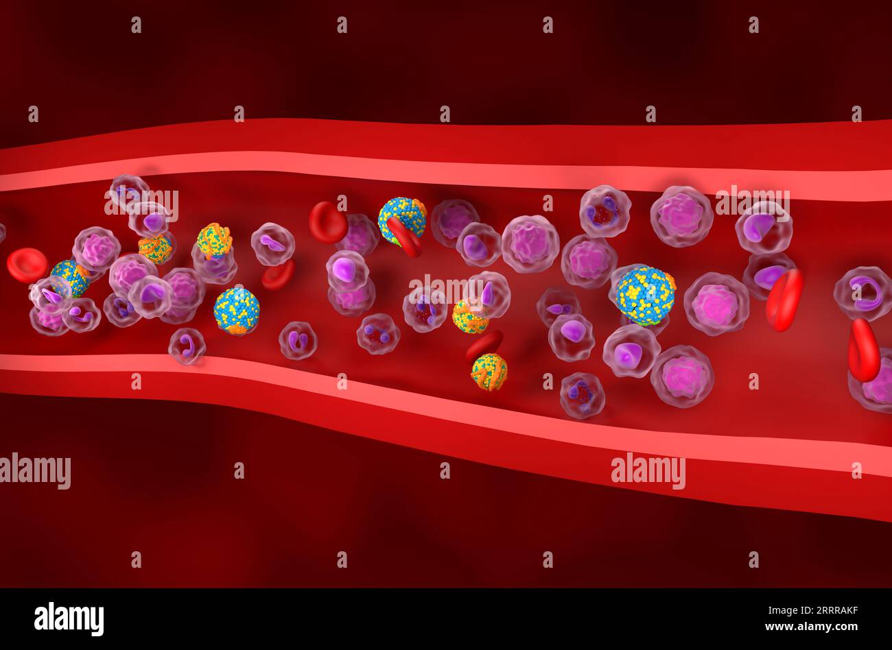 HDL buono e LDL cattivo colesterolo lipoproteico nel flusso sanguigno - visualizzazione isometrica illustrazione 3d. Foto Stock
