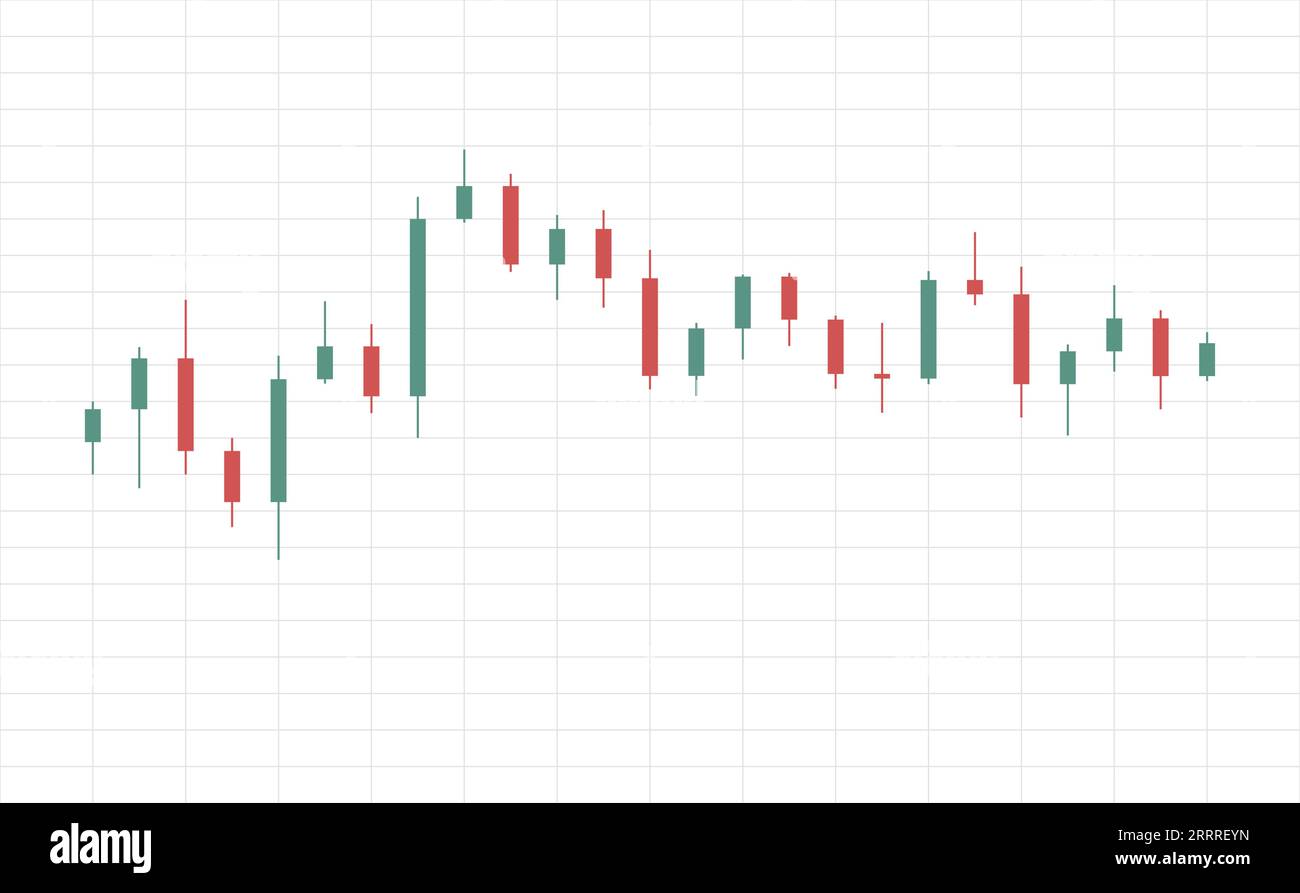 Grafico di sfondo dell'analisi delle candele verdi e rosse del mercato azionario o azionario Illustrazione Vettoriale