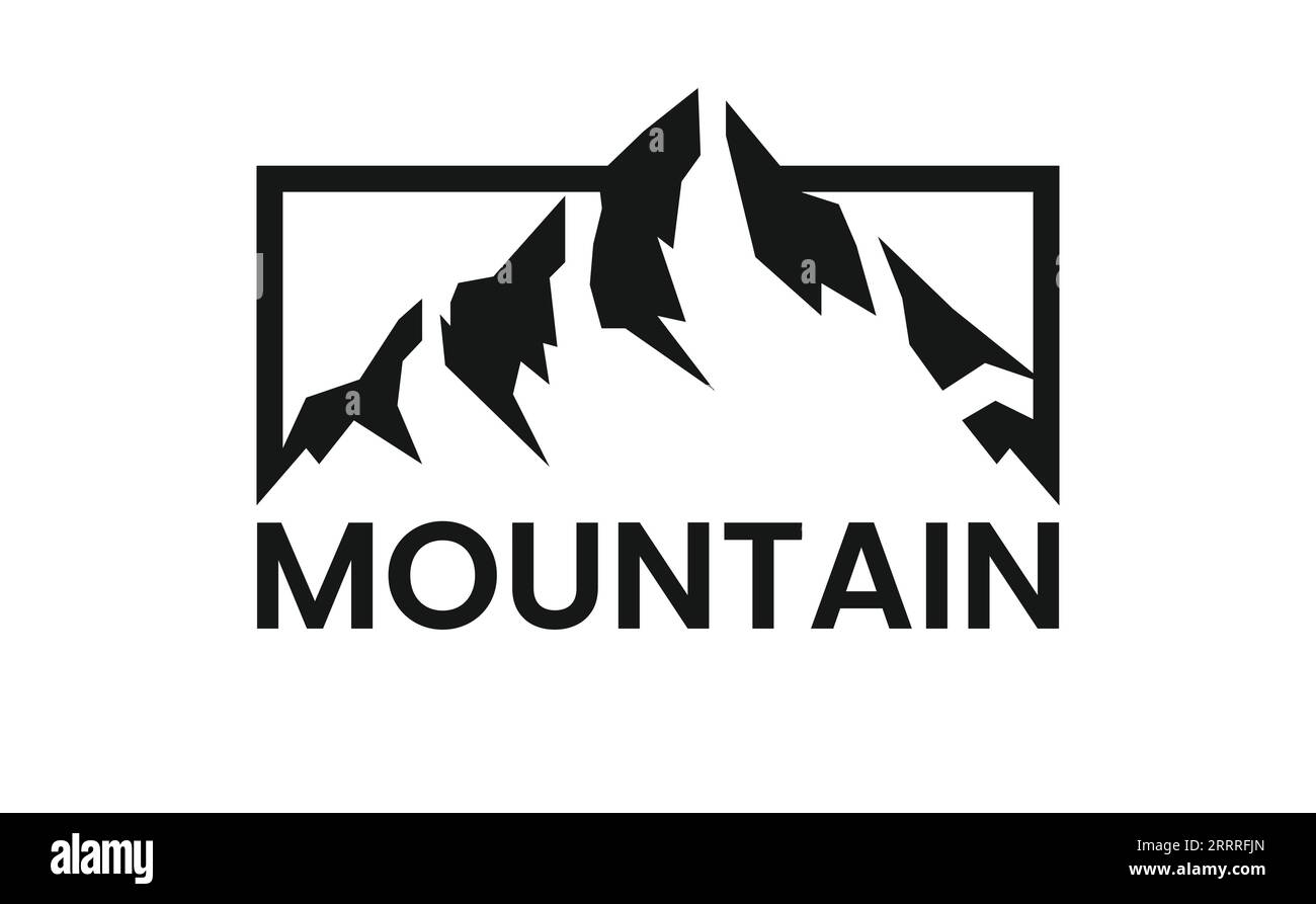 Logo avventura in cima alla montagna Illustrazione Vettoriale