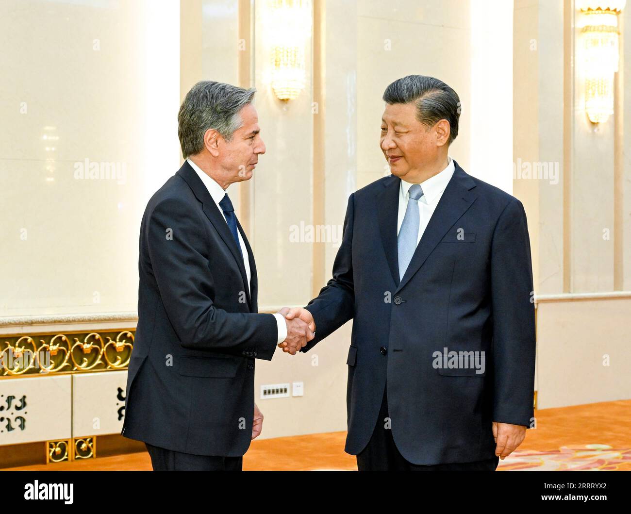 Bilder des Jahres 2023, News June 06 News Themen der Woche KW25 News Bilder des Tages 230619 -- PECHINO, 19 giugno 2023 -- il presidente cinese Xi Jinping incontra il segretario di Stato americano in visita Antony Blinken a Pechino, capitale della Cina, 19 giugno 2023. CHINA-BEIJING-XI JINPING-U.S.-BLINKEN-MEETING CN LIXXUEREN PUBLICATIONXNOTXINXCHN Foto Stock