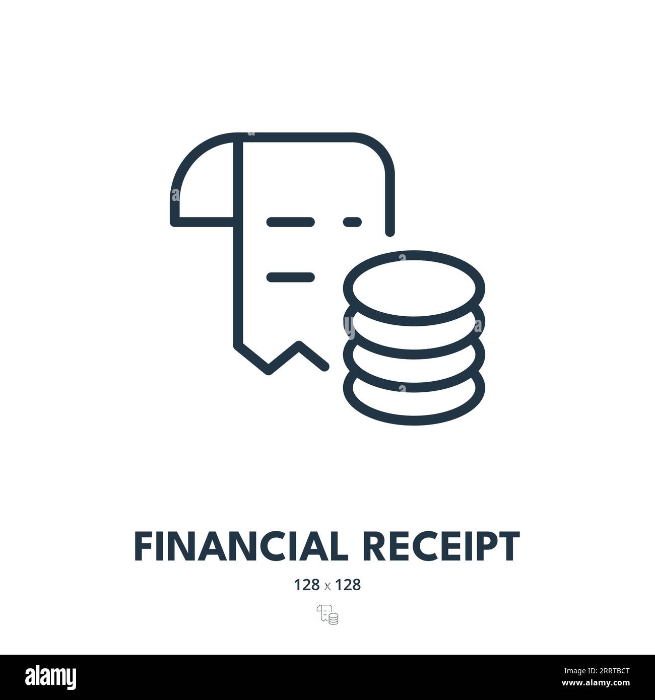 Icona ricevuta finanziaria. Transazione, assegno, Bill. Tratto modificabile. Icona vettore semplice Illustrazione Vettoriale