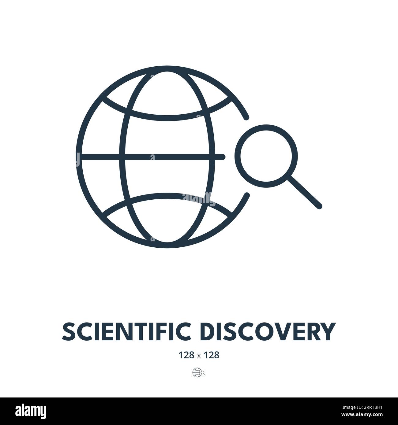 Icona della scoperta scientifica. Scienza, globale, ricerca. Tratto modificabile. Icona vettore semplice Illustrazione Vettoriale
