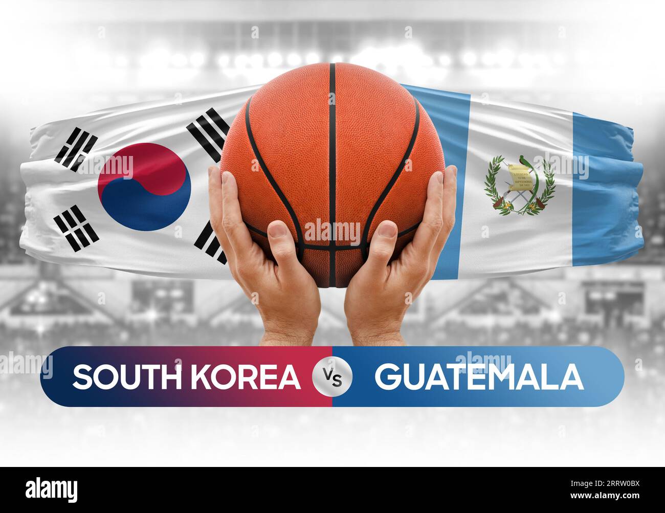 Immagine concettuale della Coppa di gara di pallacanestro della Corea del Sud contro le squadre nazionali di pallacanestro del Guatemala Foto Stock