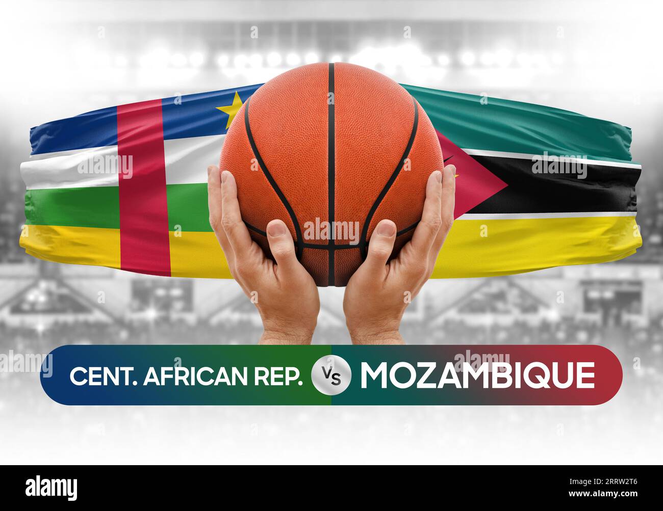 Immagine del concetto di coppa di gara delle partite di pallacanestro della Repubblica Centrafricana contro le squadre nazionali di pallacanestro del Mozambico Foto Stock
