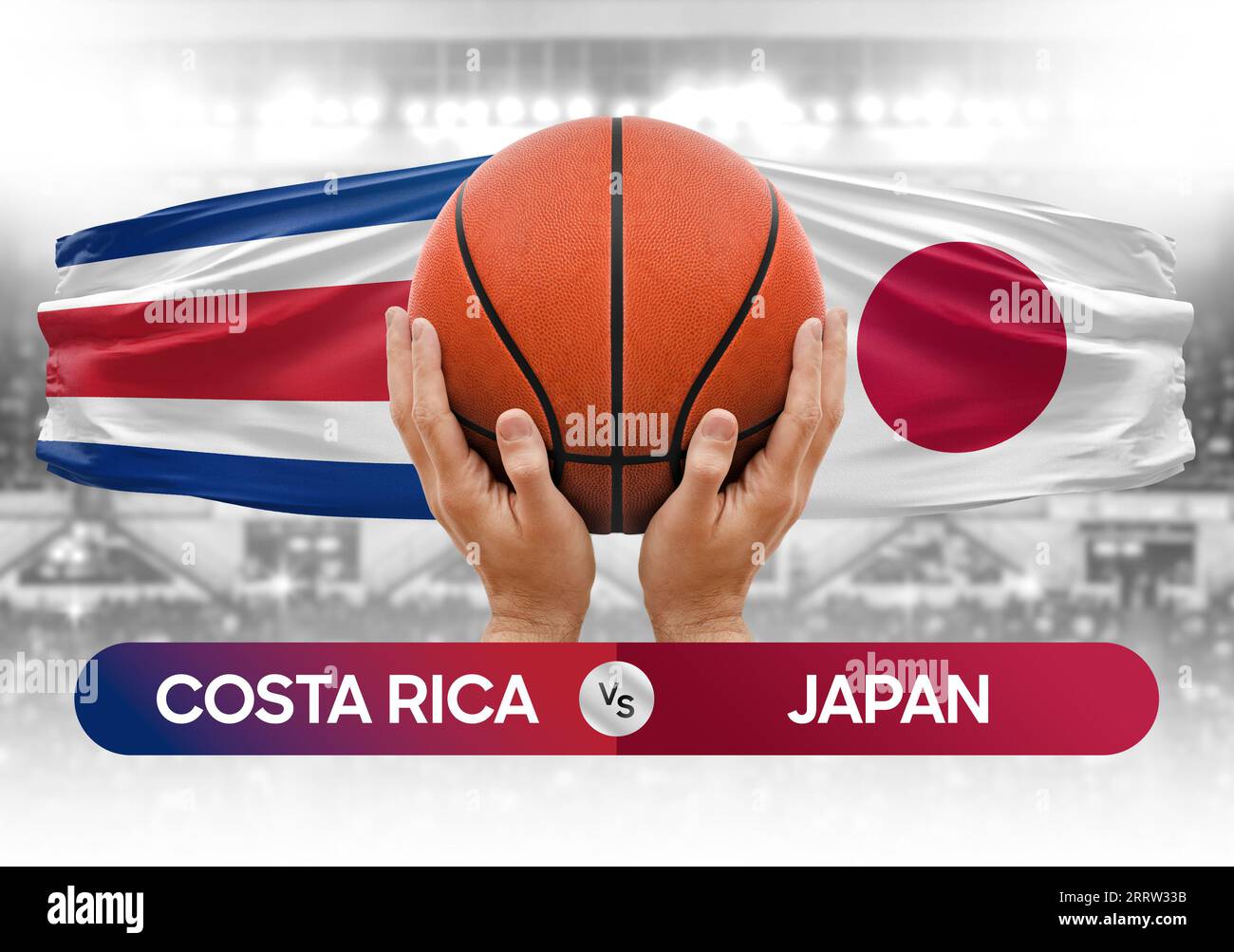 Immagine del concetto di coppa di gara della partita di pallacanestro della Costa Rica contro le squadre nazionali di pallacanestro del Giappone Foto Stock