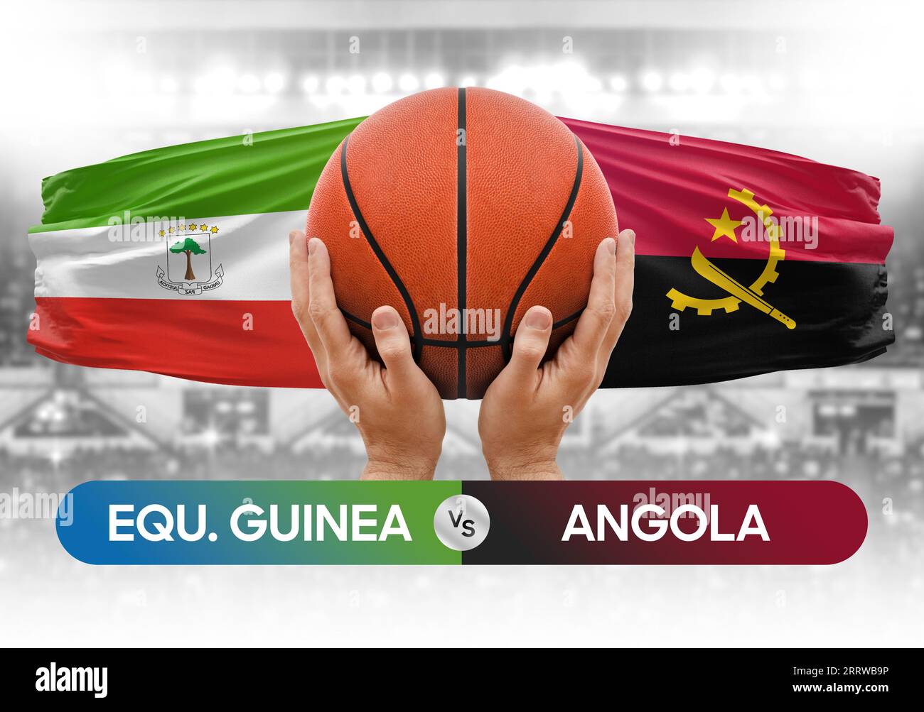 Immagine concettuale della Coppa di competizione tra Guinea Equatoriale e squadre nazionali di basket dell'Angola Foto Stock