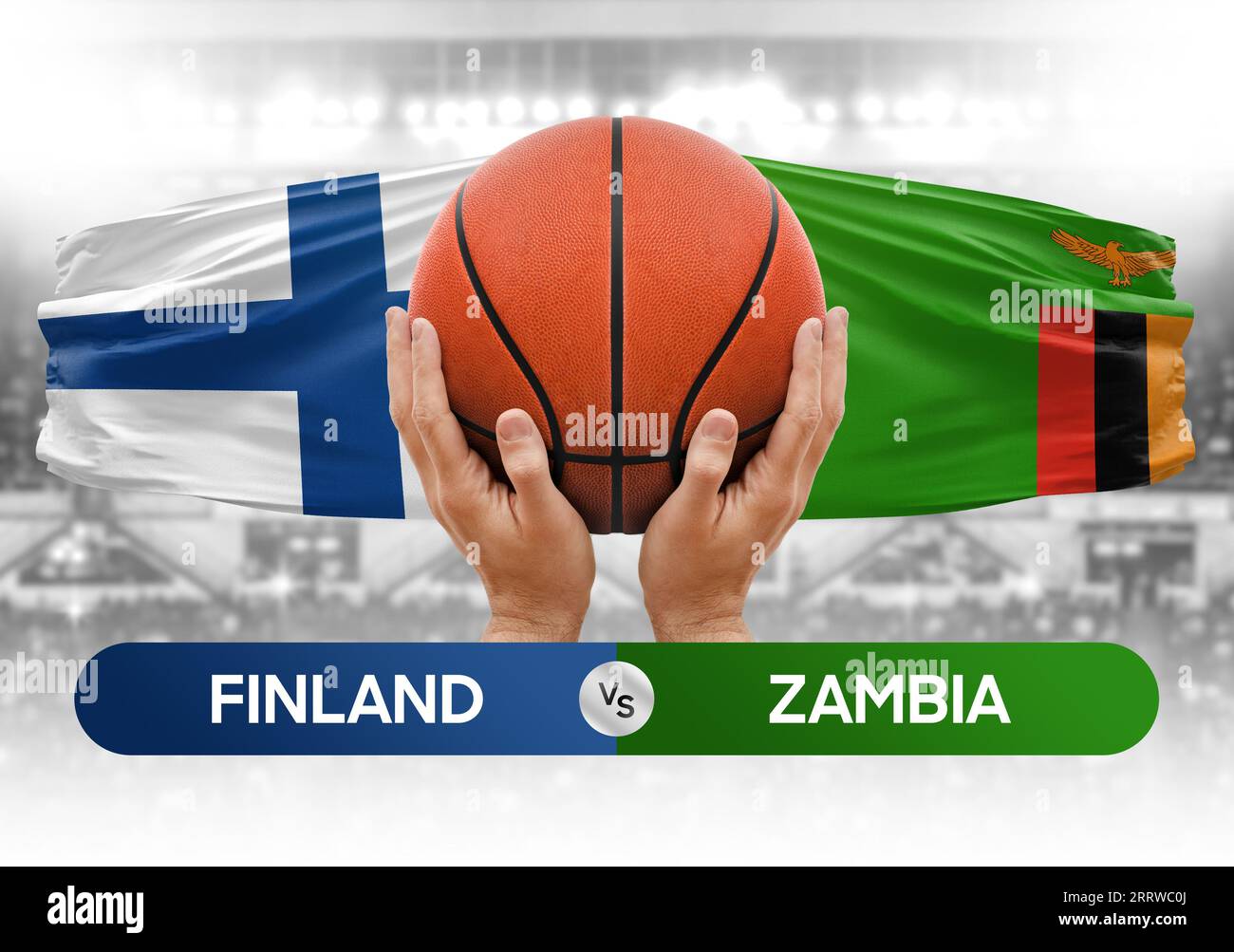 Immagine concettuale della Coppa di gara della partita di pallacanestro della Finlandia contro le squadre nazionali dello Zambia Foto Stock