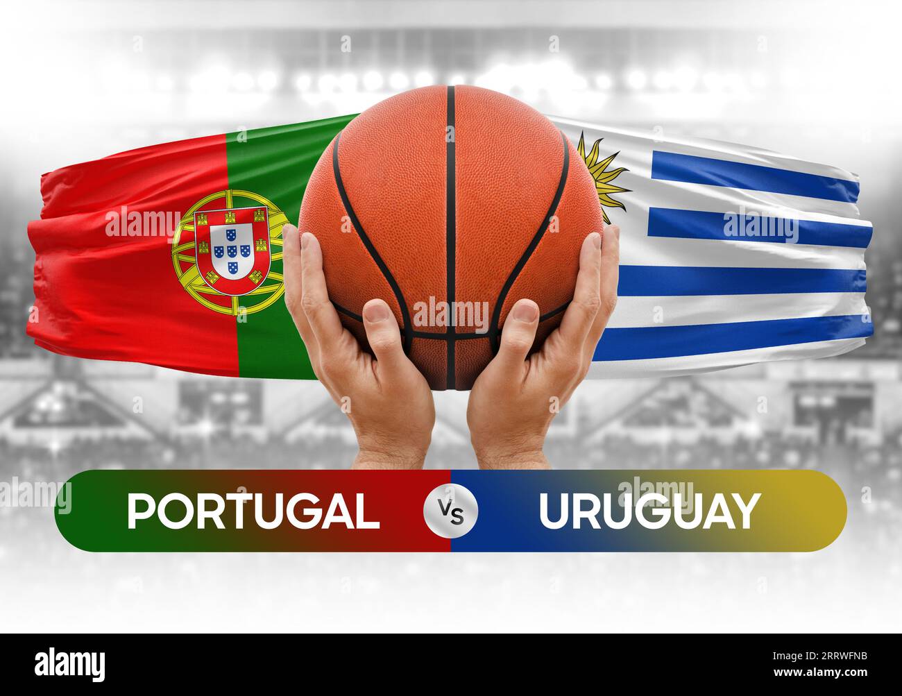 Immagine concettuale della Coppa di gara di pallacanestro delle squadre nazionali di pallacanestro Portogallo vs Uruguay Foto Stock