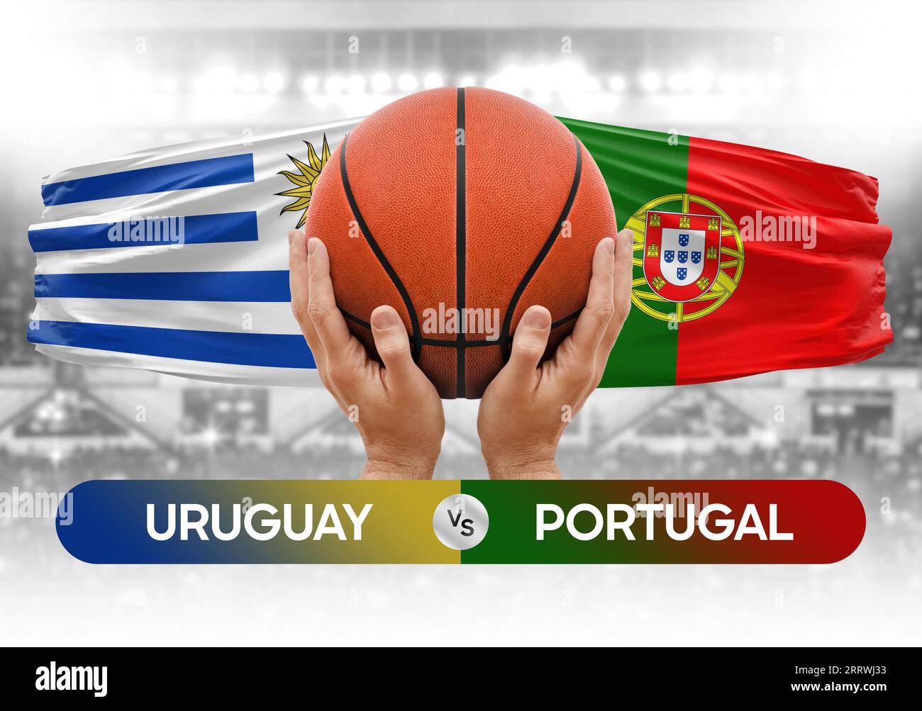 Immagine concettuale della Coppa di gara della partita di pallacanestro delle squadre nazionali Uruguay vs Portogallo Foto Stock