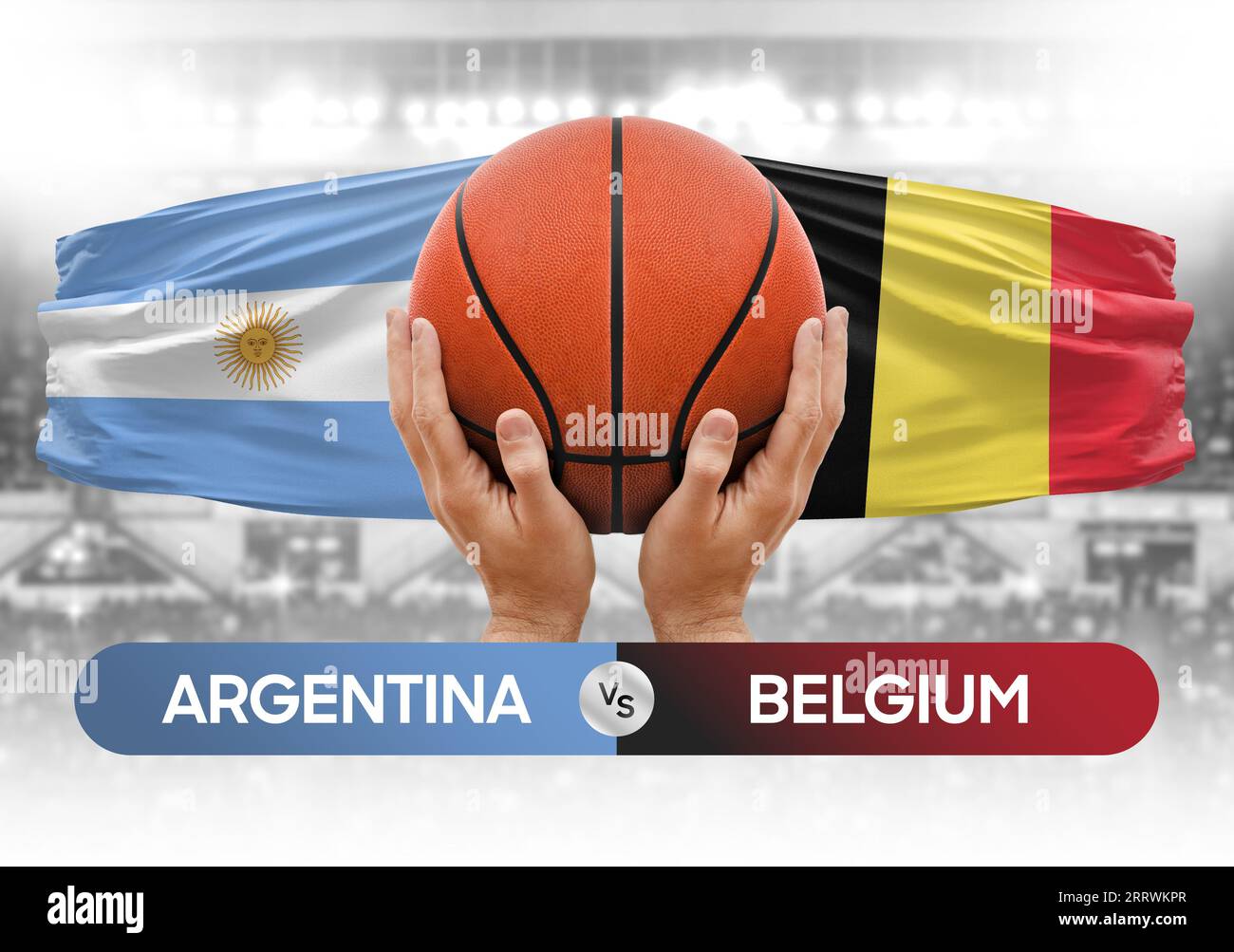 Immagine concettuale della Coppa di gara di pallacanestro delle squadre nazionali di pallacanestro Argentina vs Belgio Foto Stock