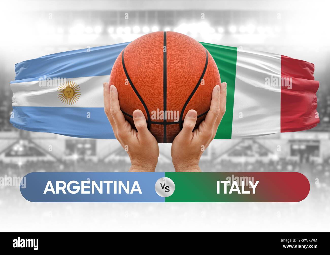 Immagine concettuale della Coppa di gara di pallacanestro delle squadre nazionali di pallacanestro Argentina vs Italia Foto Stock