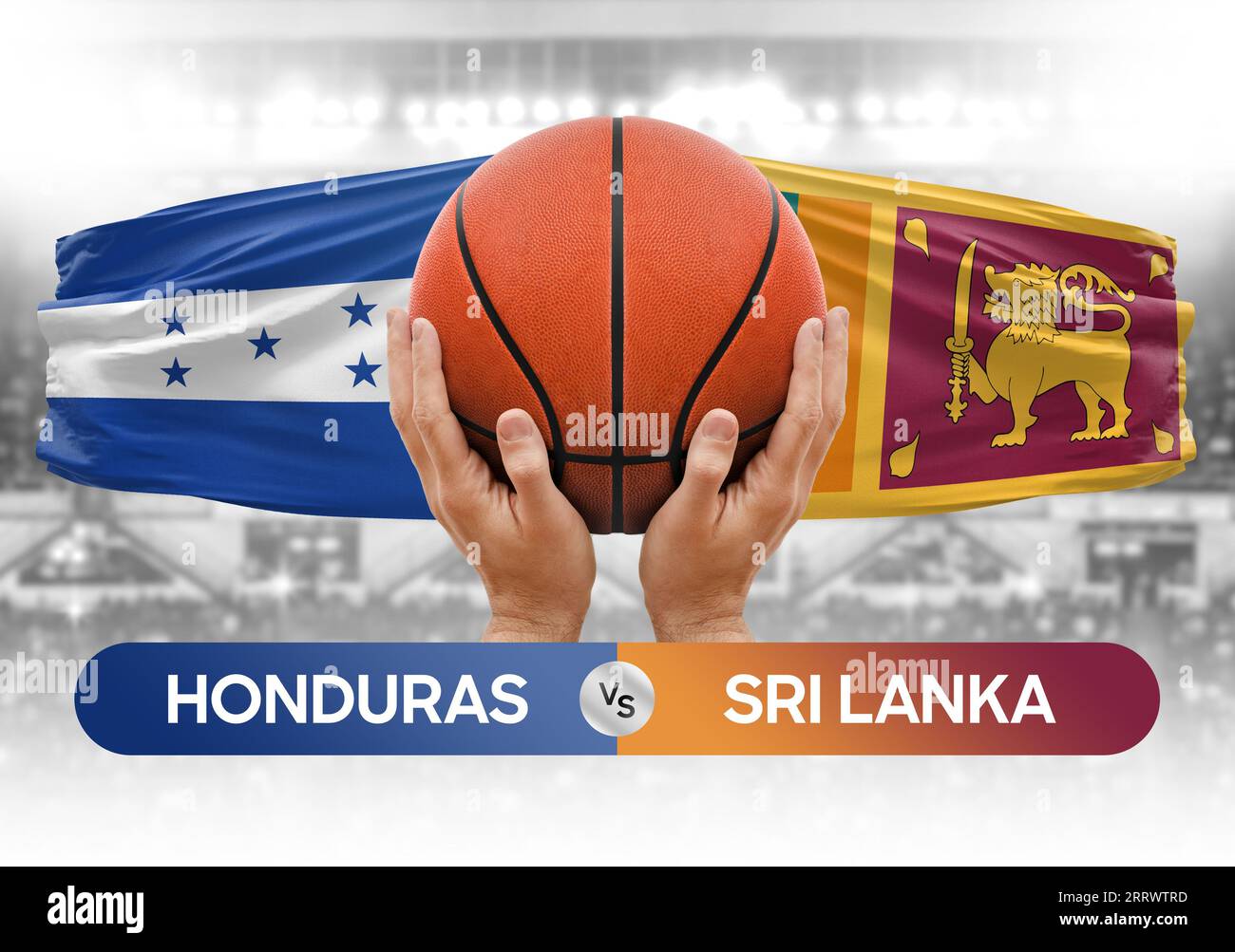 Immagine concettuale della coppa di gara di pallacanestro Honduras vs Sri Lanka National Basketball Teams Foto Stock