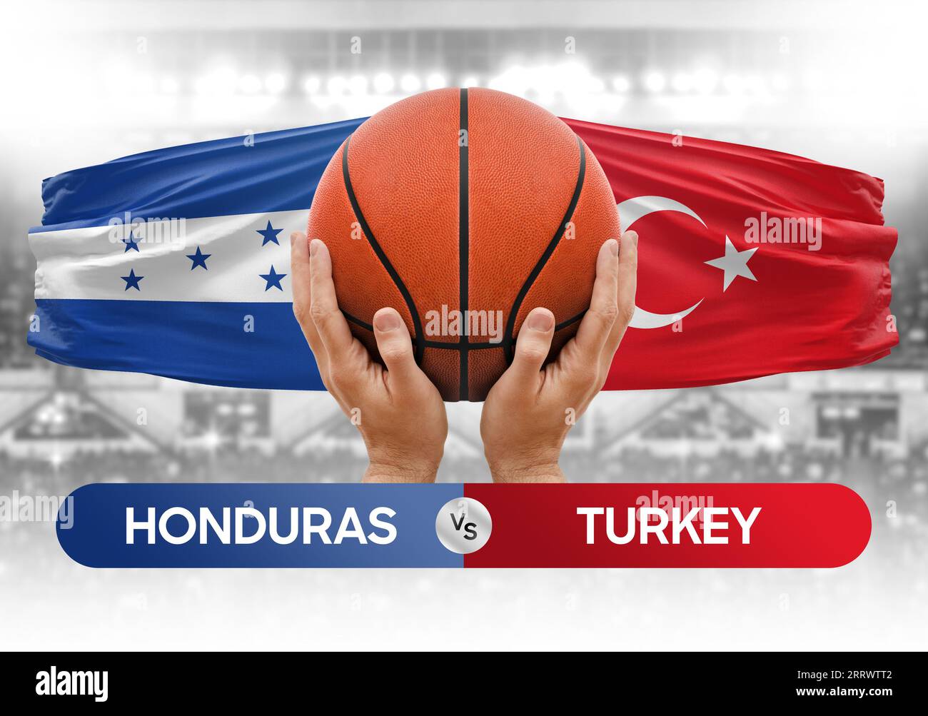 Immagine concettuale della coppa di gara delle partite di pallacanestro delle squadre nazionali Honduras vs Turchia Foto Stock