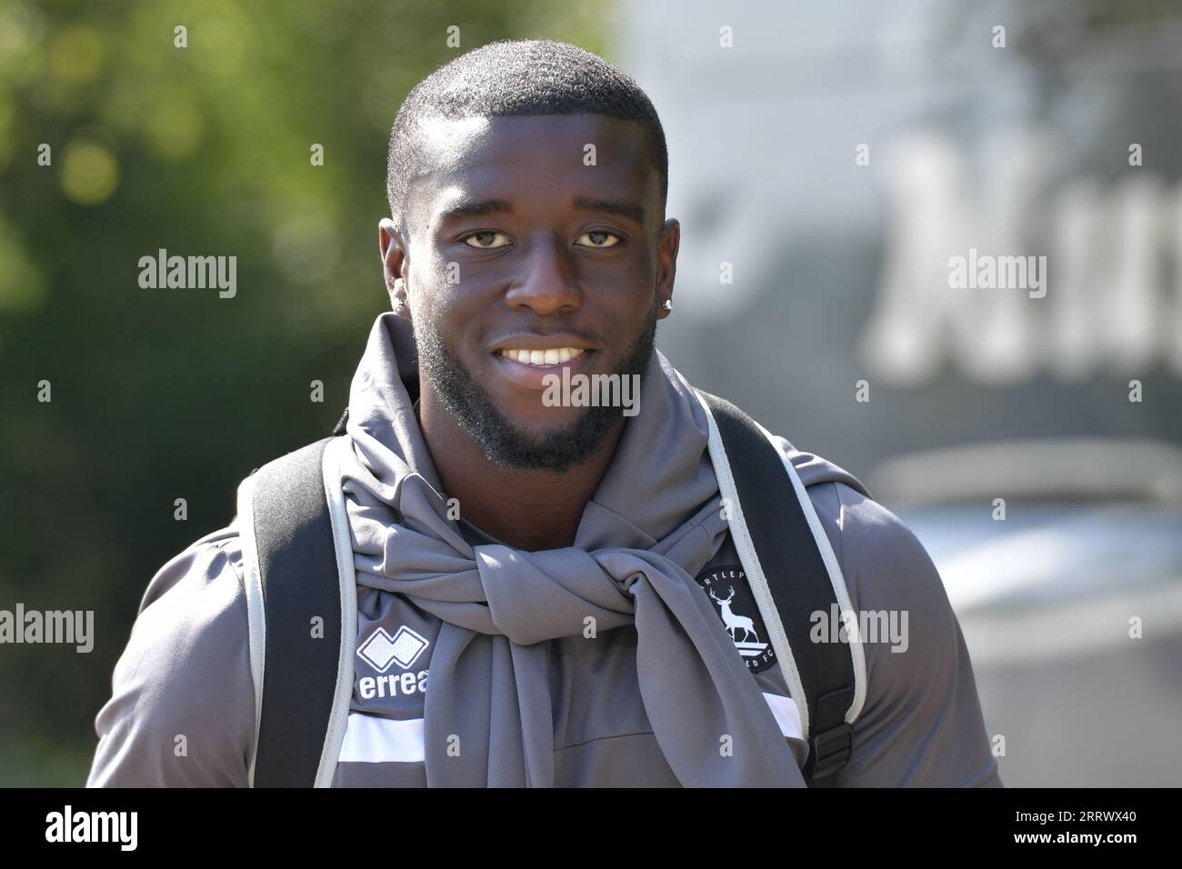 Sabato Oxford, Regno Unito. 9 settembre 2023. Chris Wreh dell'Hartlepool United durante la partita della Vanarama National League tra Oxford City e Hartlepool United al Marsh Lane, Marston, sabato 9 settembre 2023. (Foto: Scott Llewellyn | mi News) crediti: MI News & Sport /Alamy Live News Foto Stock