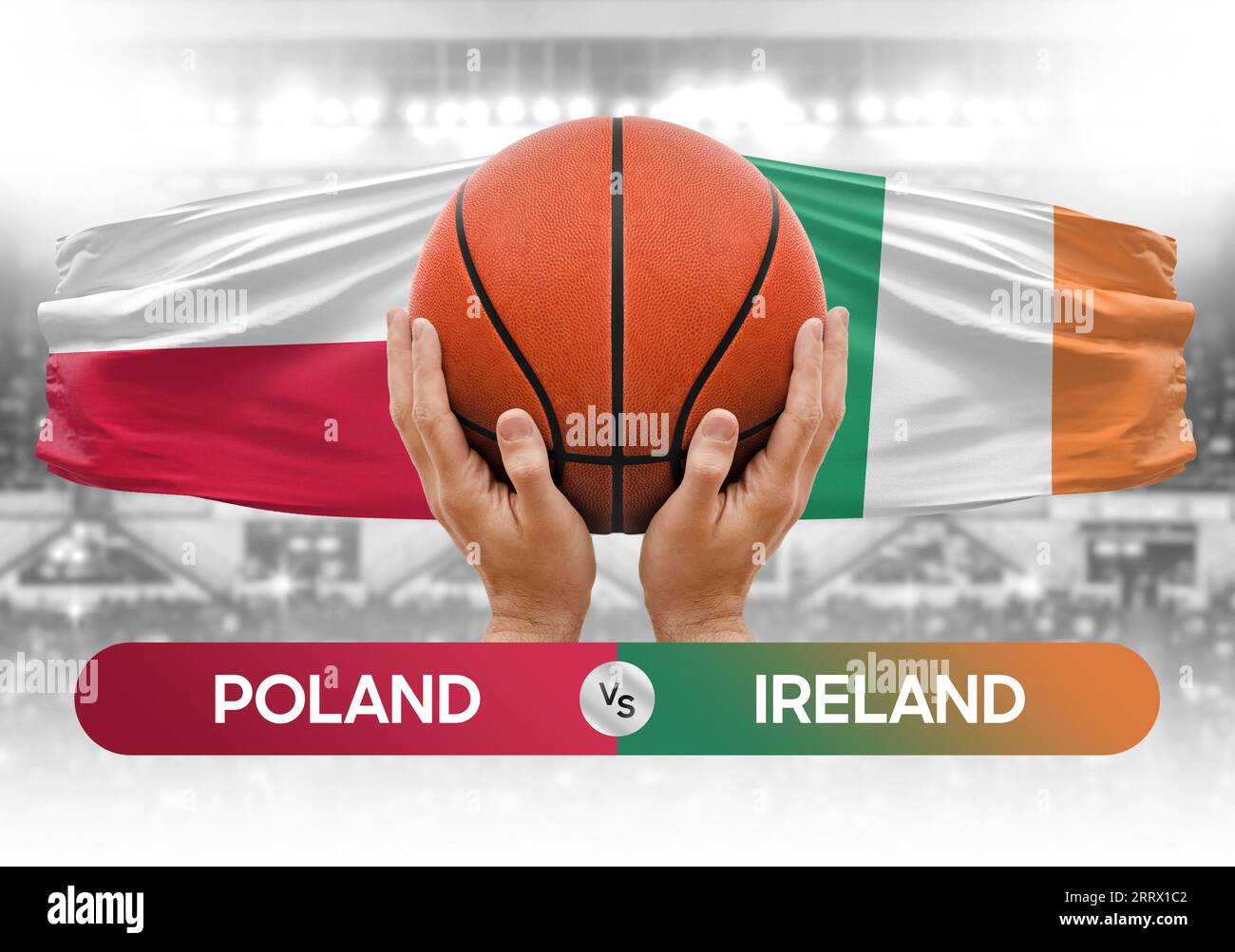 Immagine concettuale della coppa di gara della partita di pallacanestro delle squadre nazionali di pallacanestro Polonia vs Irlanda Foto Stock