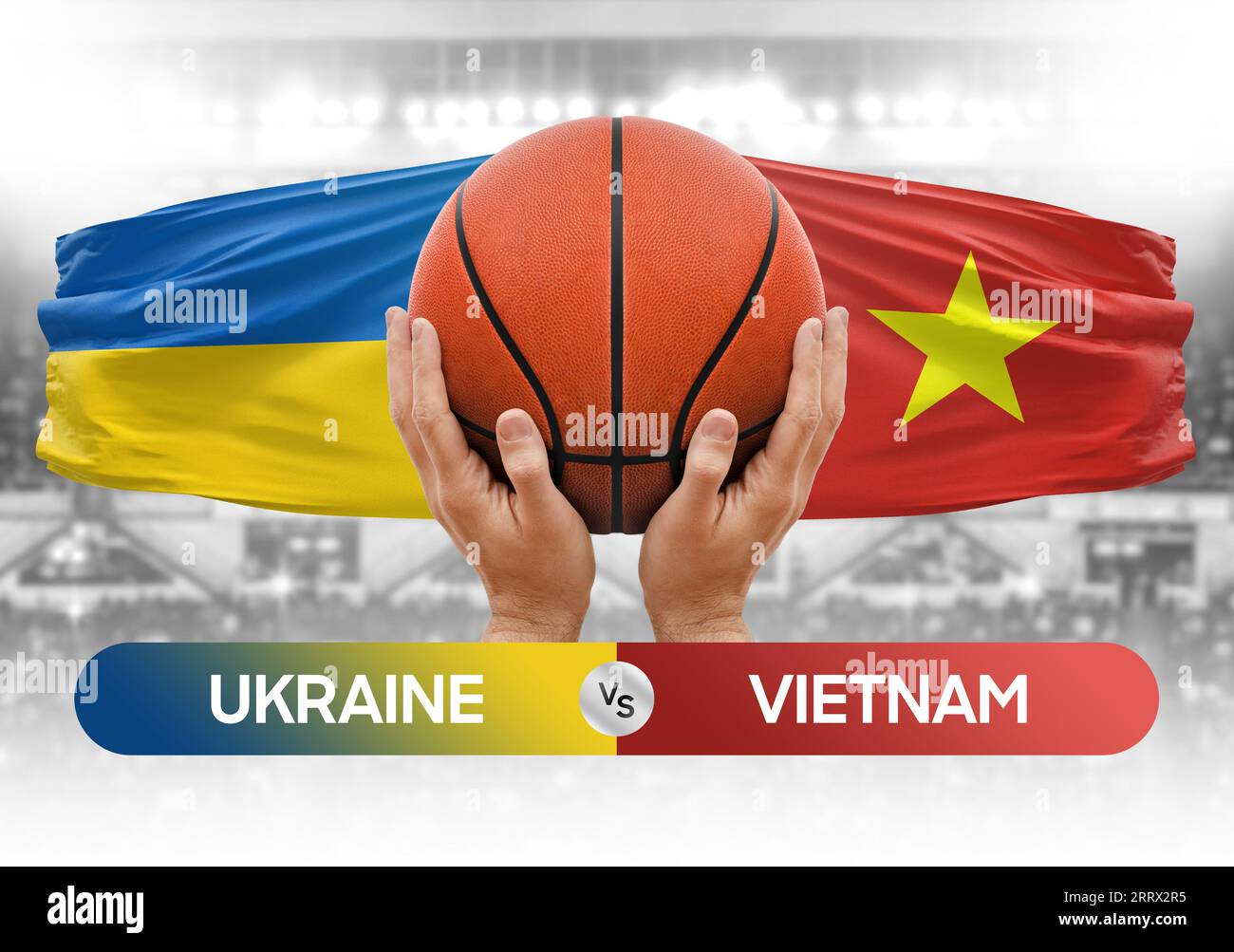 Immagine concettuale della Coppa di gara di pallacanestro delle squadre nazionali di basket Ucraina vs Vietnam Foto Stock