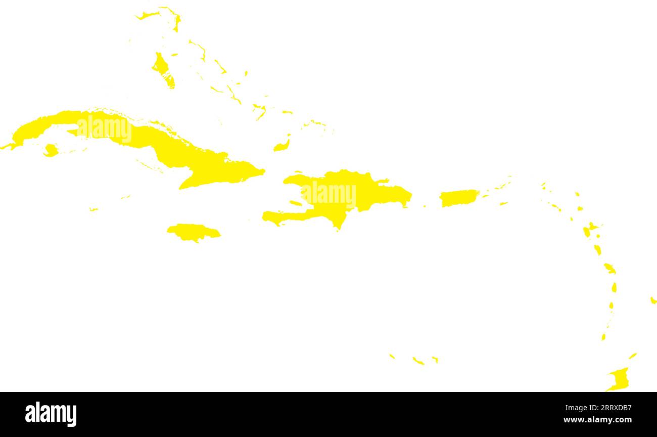 Mappa colori CMYK GIALLA delle ISOLE DEI CARAIBI Illustrazione Vettoriale
