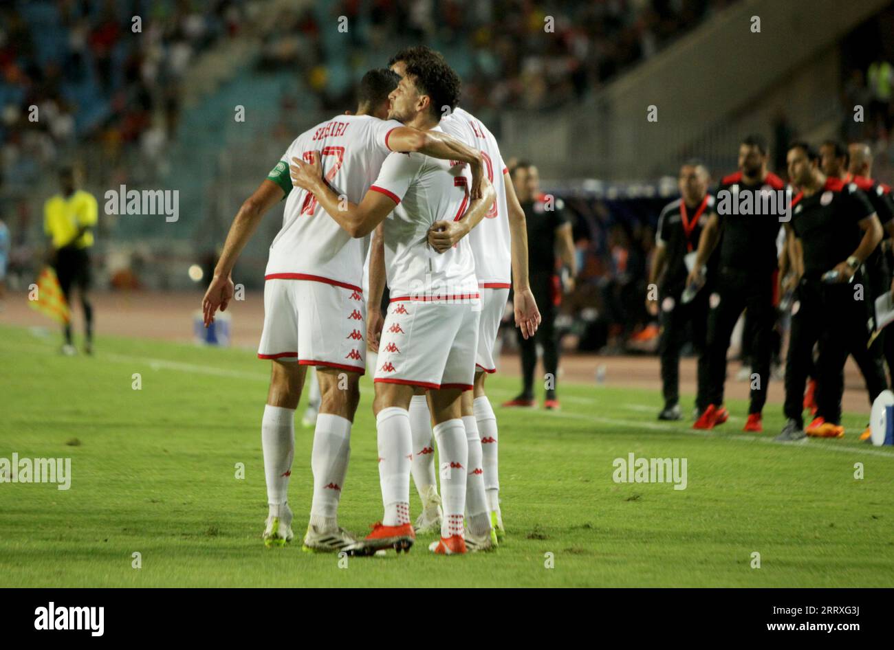 7 settembre 2023, Rades, Tunisi, Tunisia: Tunisia vs Botswana nella partita finale di qualificazione per la Coppa d'Africa in Costa d'Avorio del gruppo J, allo stadio Hamadi Agrebi di RadÃ¨ (Immagine di credito: © Chokri Mahjoub/ZUMA Press Wire) SOLO USO EDITORIALE! Non per USO commerciale! Foto Stock