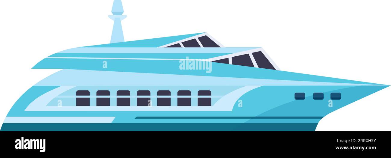 Icona motoscafo. Yacht moderno e veloce. Nave da viaggio isolata su sfondo bianco Illustrazione Vettoriale