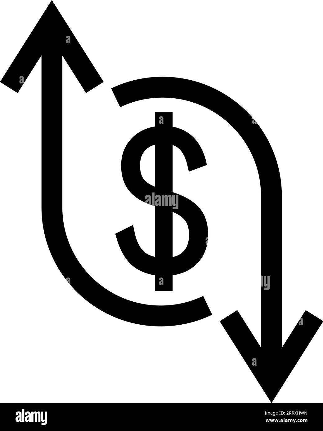 Lo sviluppo di Icon Crisis fiorì, il simbolo del dollaro freccia verso l'alto e verso il basso Illustrazione Vettoriale