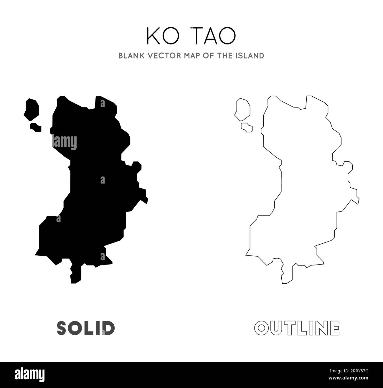 Mappa di Ko Tao. Mappa vettoriale vuota dell'isola. Confini di Ko Tao per la tua infografica. Illustrazione vettoriale. Illustrazione Vettoriale