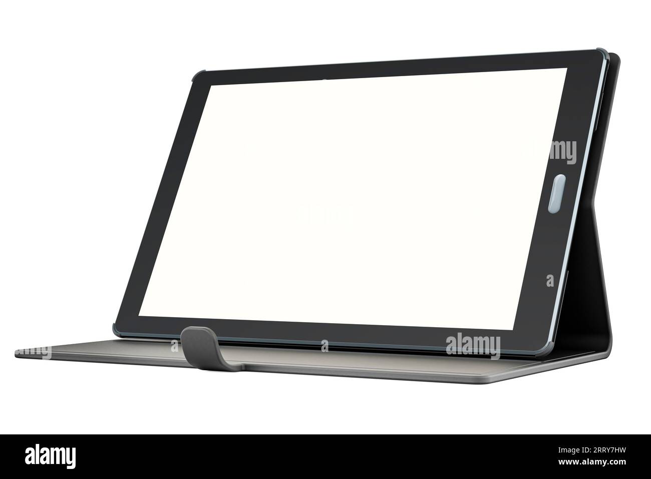 Tablet pc, tablet pc con schermo vuoto nel caso, rendering 3D isolato su sfondo bianco Foto Stock