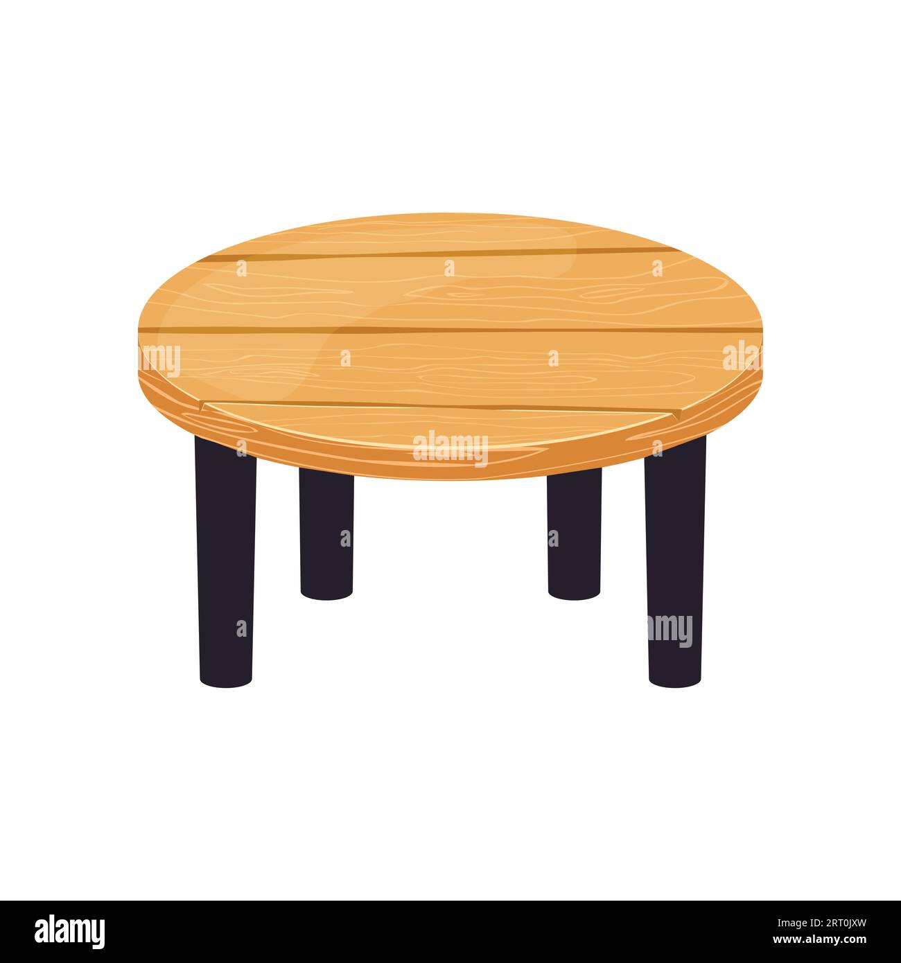 Tavolo in legno di forma circolare 3d. Illustrazione Vettoriale