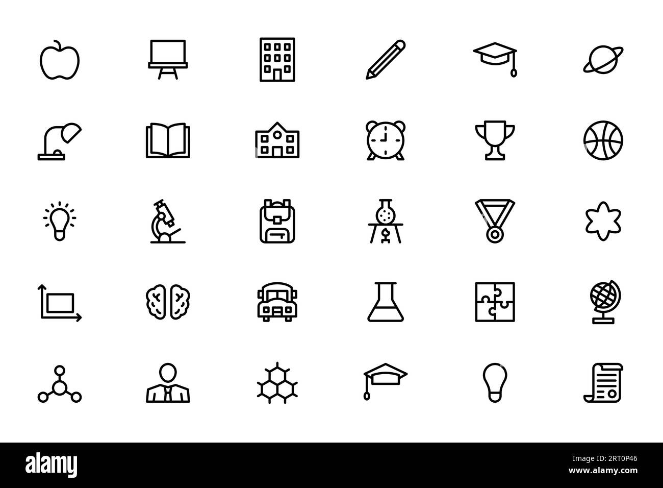 Icone dell'istituto di formazione scientifica della scuola di istruzione Illustrazione Vettoriale