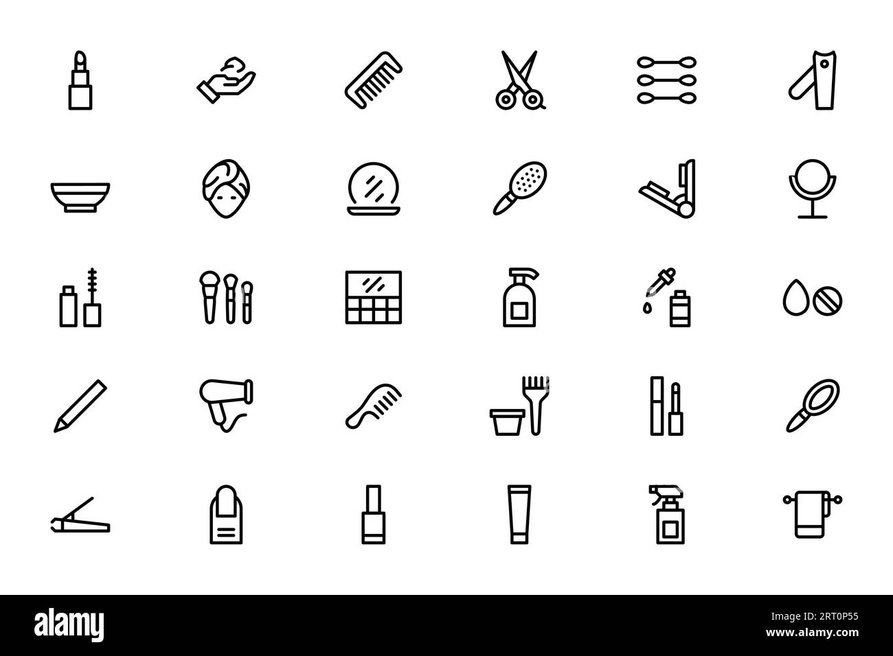 Icone per il trucco e i prodotti per l'acconciatura del viso Illustrazione Vettoriale