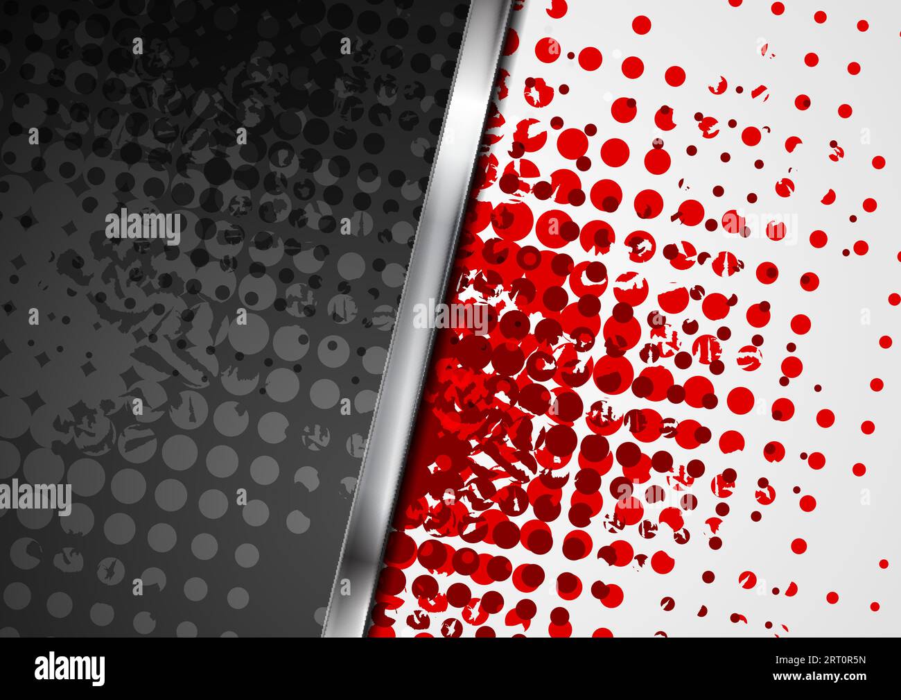 Sfondo aziendale grunge astratto rosso nero con blot di mezzitoni e strisce tecnologiche metallizzate. Design retro a contrasto vettoriale Illustrazione Vettoriale