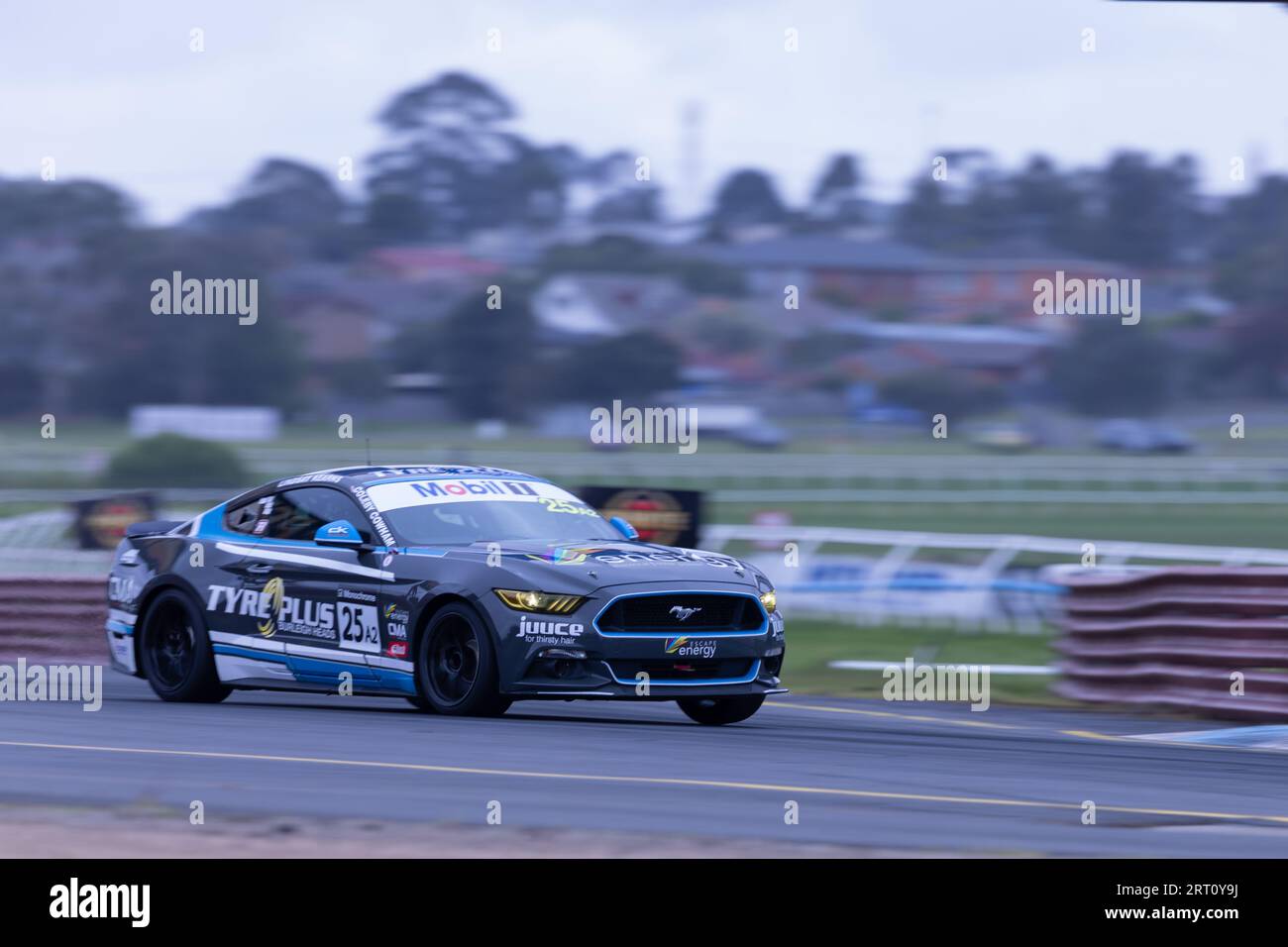 Melbourne, Australia. 10 settembre 2023. Coleby Cowham (25) alla guida di Ford Mustang GT per TyrePlus Burleigh durante la Mobil 1 APC e la Monochrome GT4 Series al 6° round del campionato Speedseries Motorsport di Shannon nel Sandown International Raceway. Credito: Santanu Banik/Alamy Live News Foto Stock